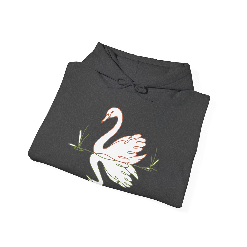 Matching Couple Sweatshirt - Raven & Swan Matching Couple Hooded Sweatshirt Minimalist Art His Hers Valentine Gift - Design B