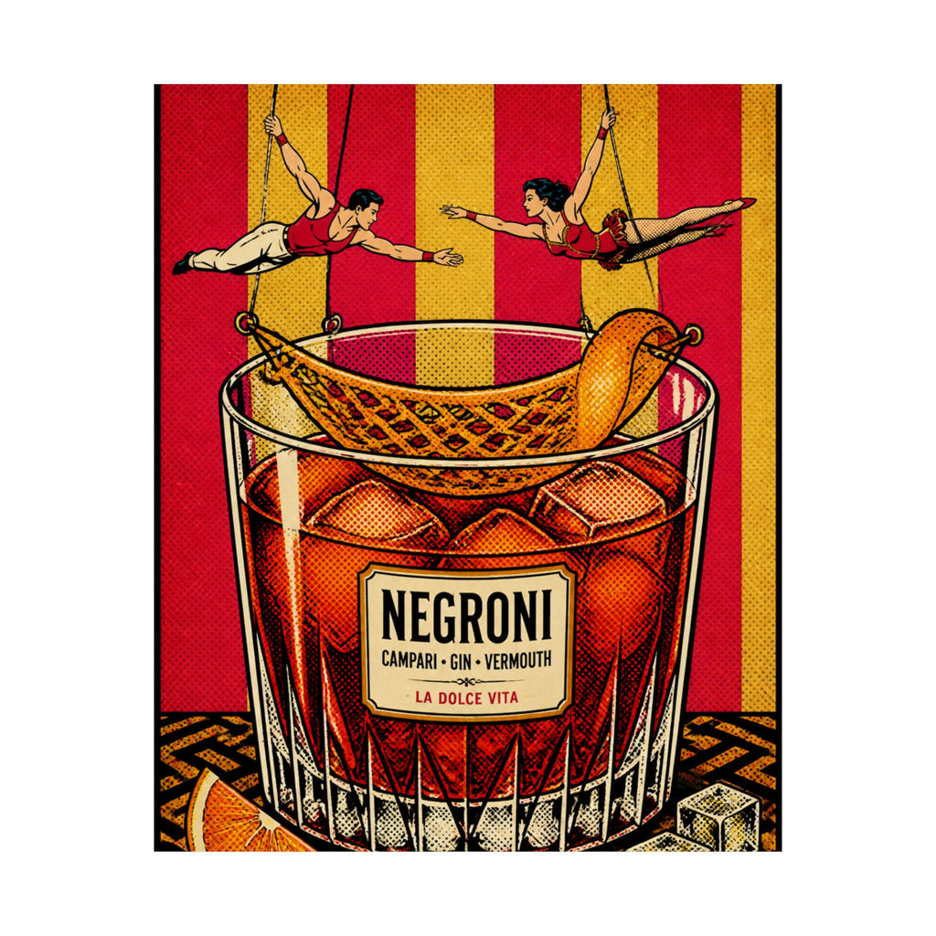 Negroni Trapeze Act Wall Art Poster 18×24 Pop Art Living Room Decor Maximalist Print