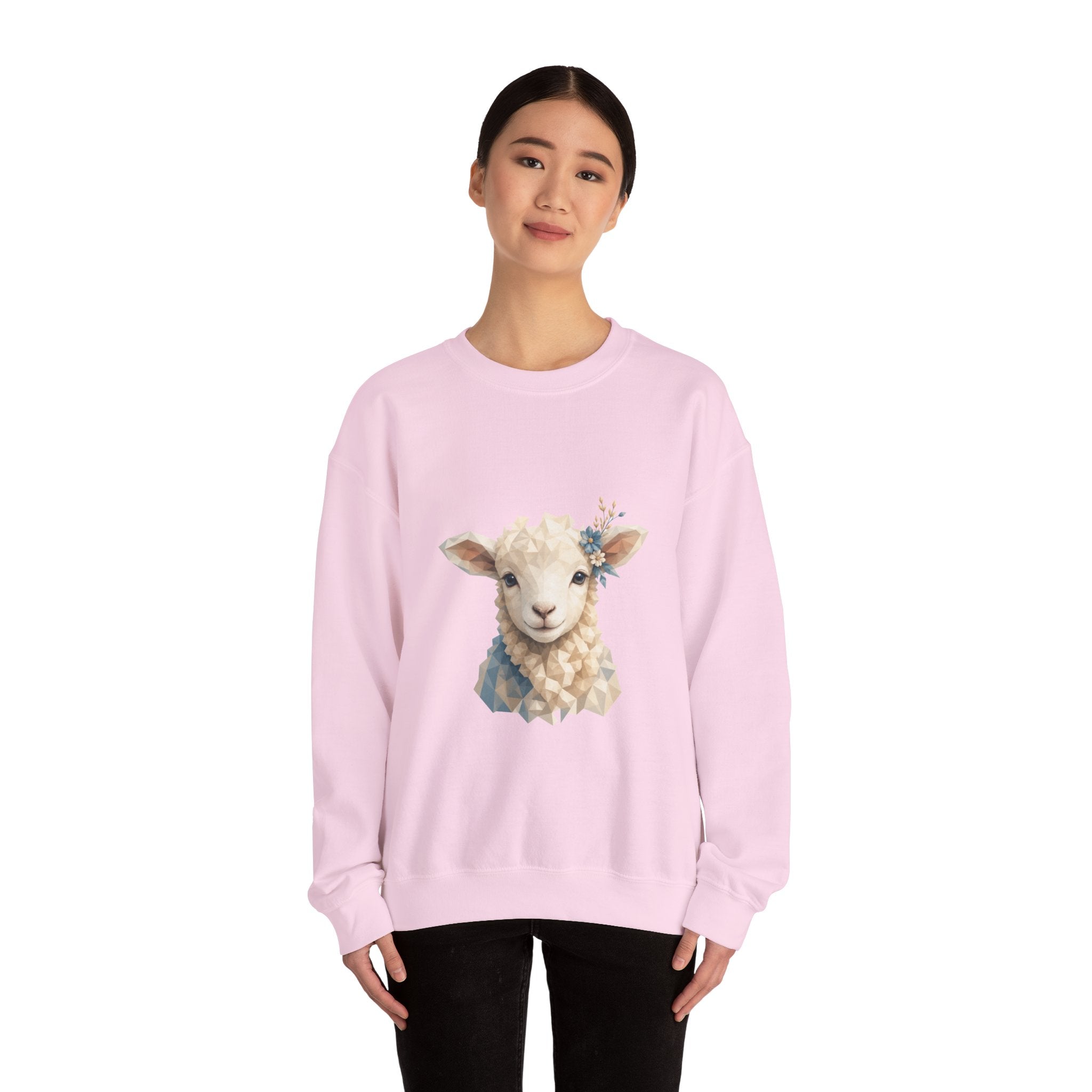 Matching Couple Sweatshirt - Lion & Lamb Matching Couple Crewneck Sweatshirt Geometric Art His Hers Couple Gift - Design B