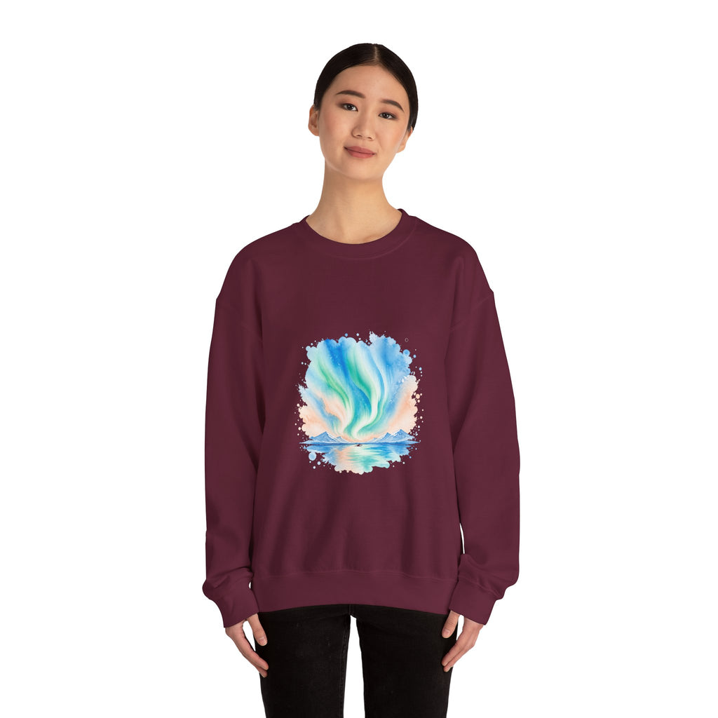Matching Couple Sweatshirt - Aurora & Southern Cross Matching Couple Comfort Colors Crew Watercolor Art His Hers Birthday Gift - Design A