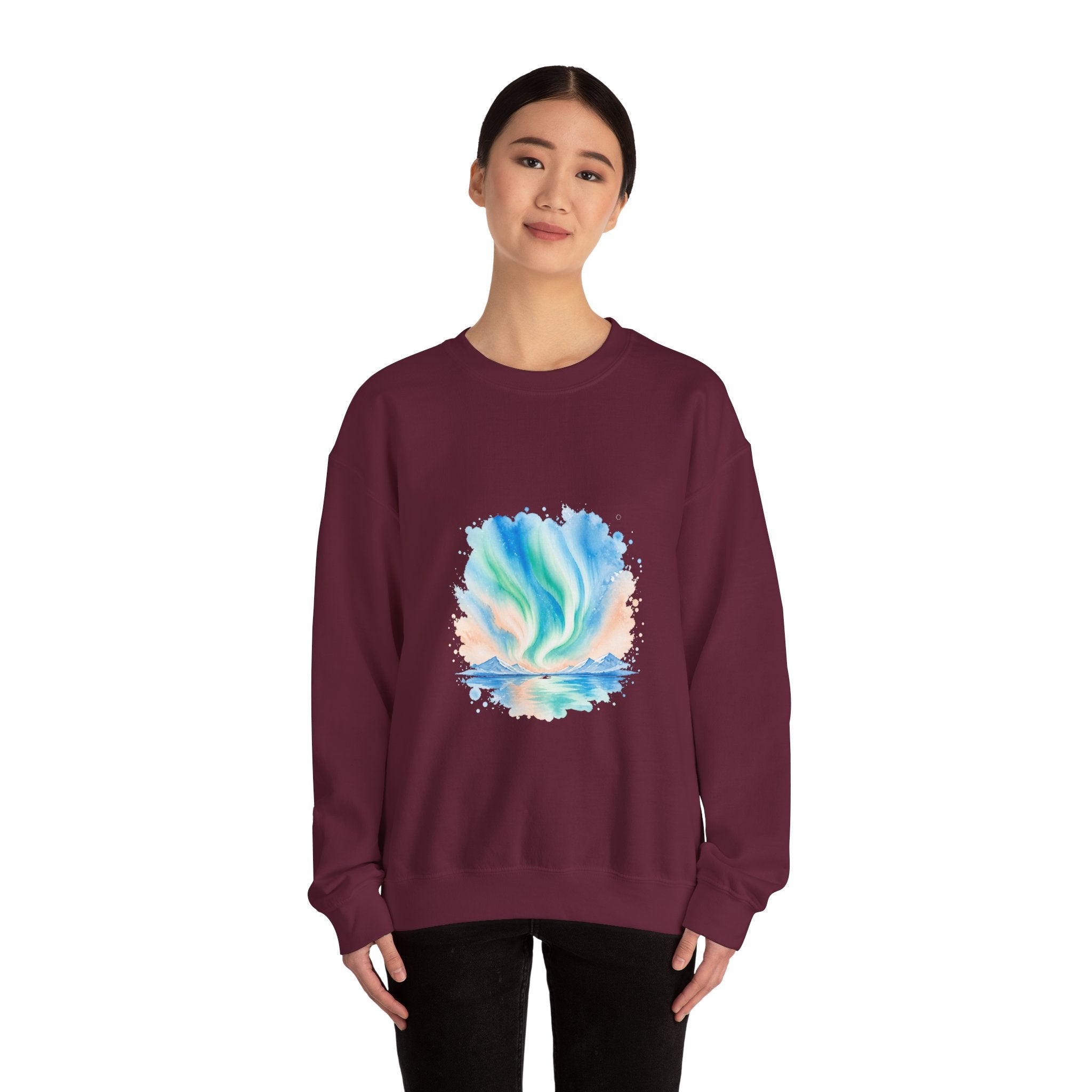 Matching Couple Sweatshirt - Aurora & Southern Cross Matching Couple Comfort Colors Crew Watercolor Art His Hers Birthday Gift - Design A