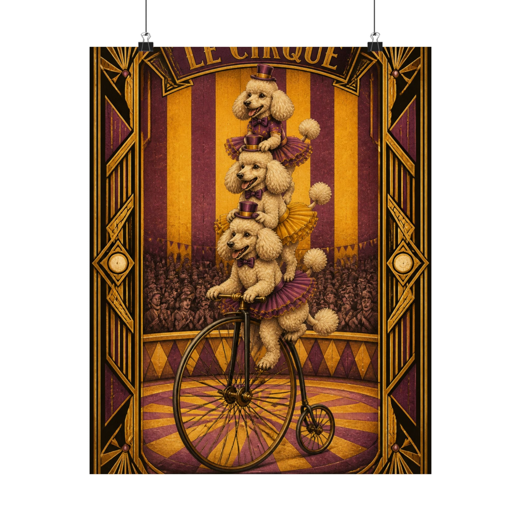 Poodle Stack Bicycle Wall Art Poster 18×24 Art Deco Entryway Decor Maximalist Print