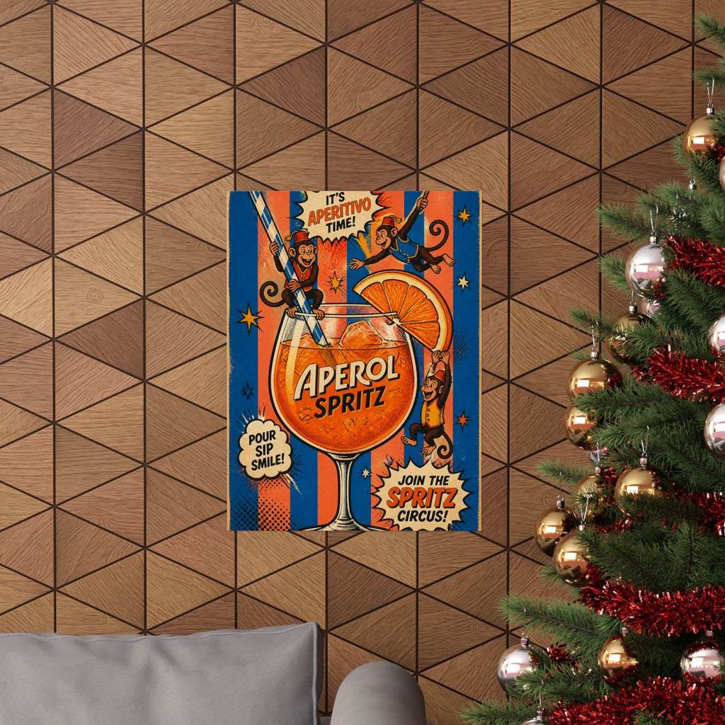 Aperol Spritz Monkeys Wall Art Poster 18×24 Pop Art Living Room Decor Maximalist Print