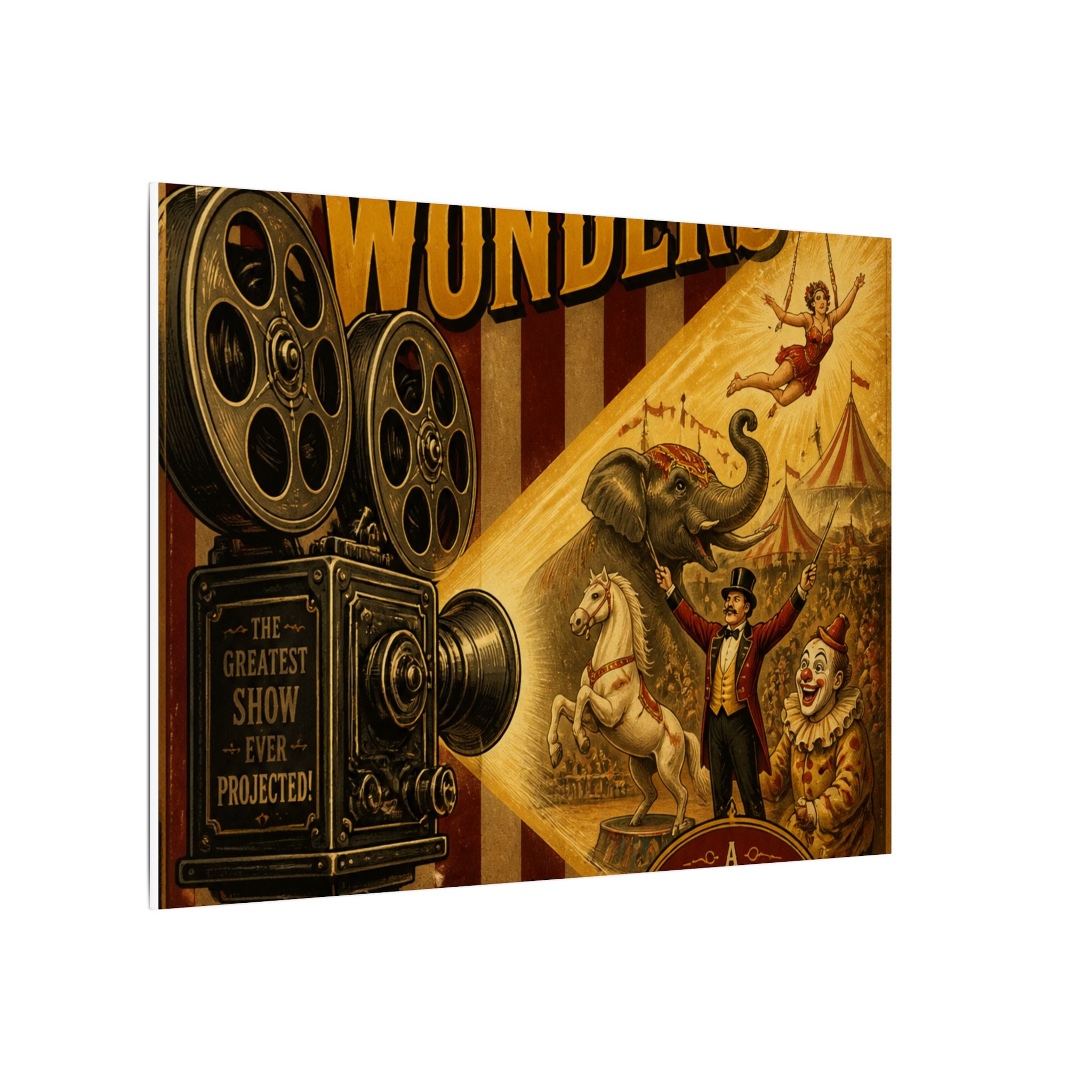 Film Camera Projector Show Wall Art Canvas 24×36 Vintage Circus Bedroom Decor Maximalist Print