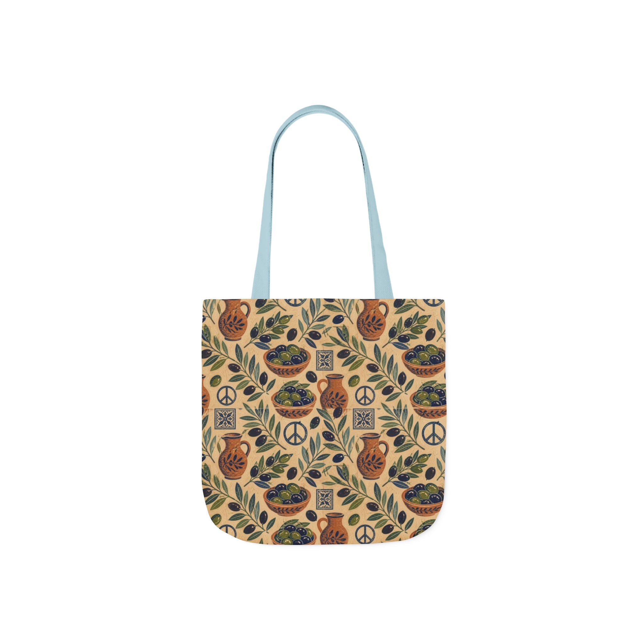 Olive Branches Canvas Tote Bag Mediterranean Kitchen Linocut Design Italian Cottagecore Gift