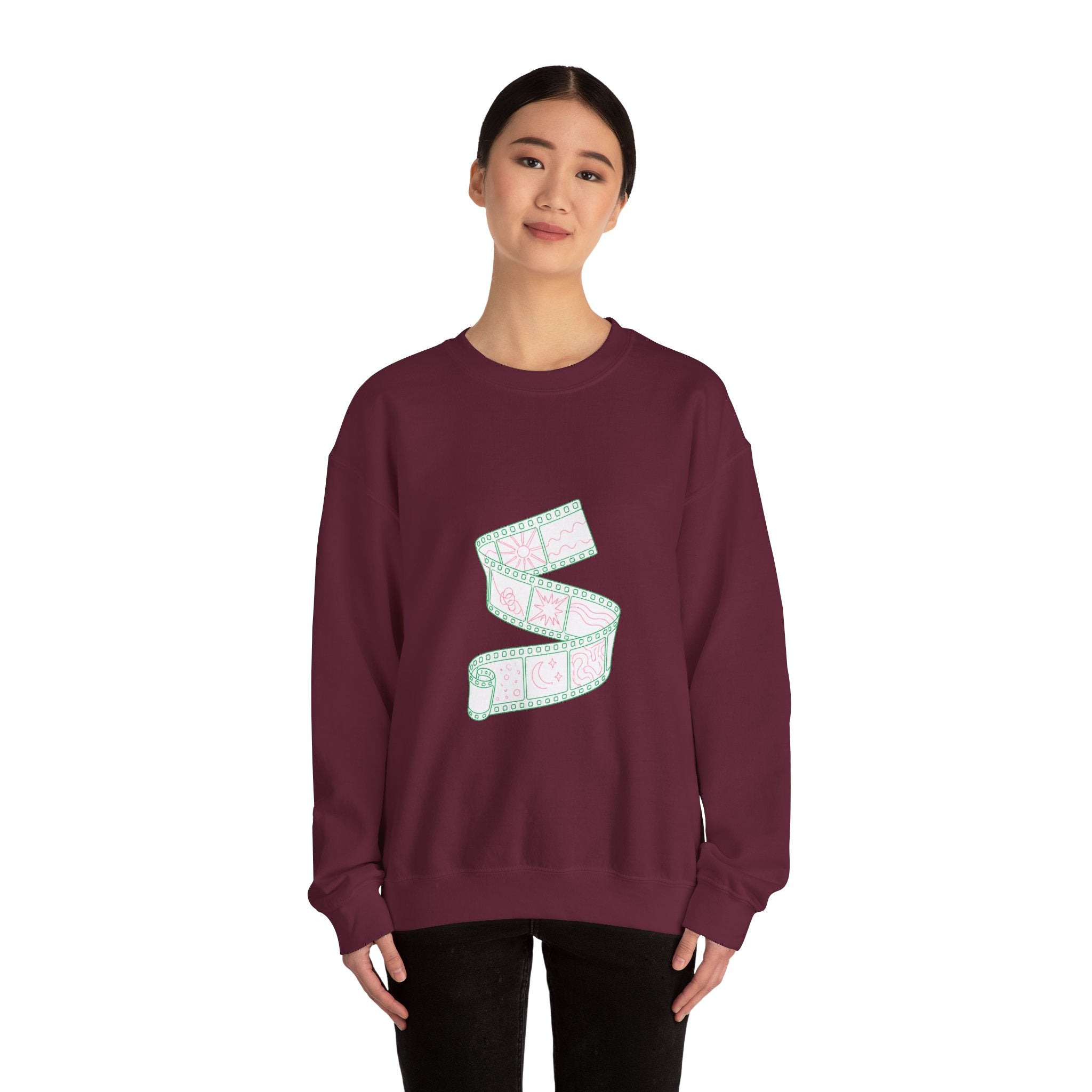Matching Couple Sweatshirt - Camera & Film Matching Couple Crewneck Sweatshirt Minimalist Art His Hers Valentine Gift - Design B