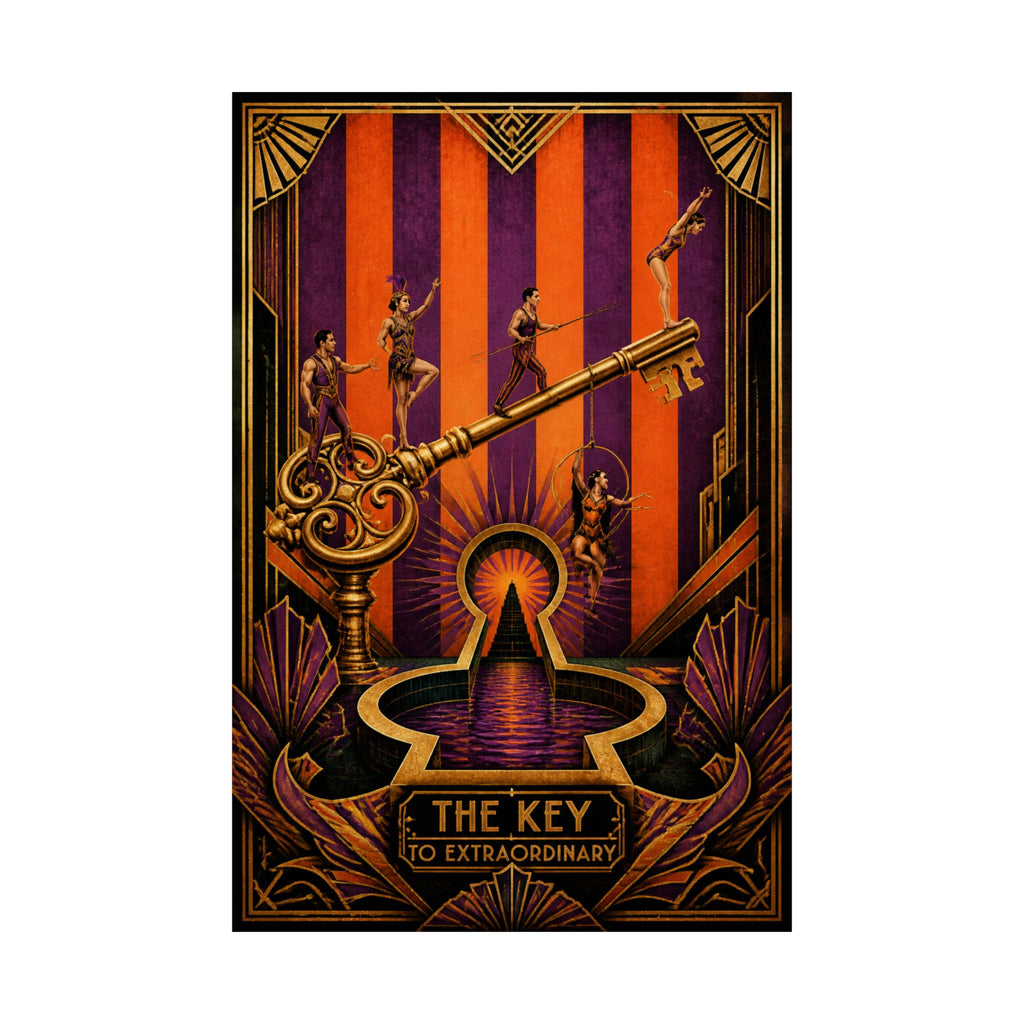 Giant Key Performance Wall Art Poster 24×36 Art Deco Bar Area Decor Maximalist Print