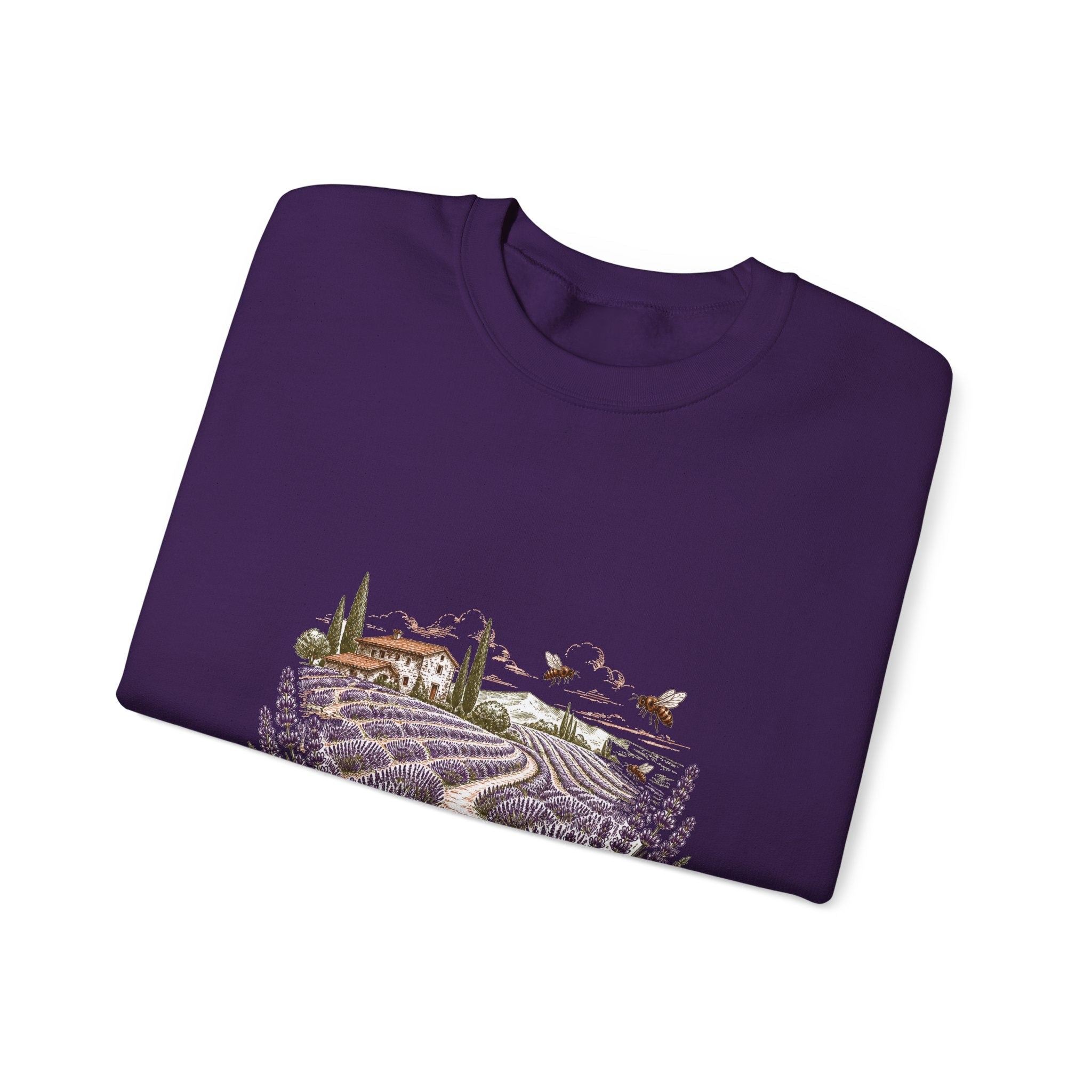 Matching Couple Sweatshirt - Lavender Fields & Canyon Matching Couple Premium Fleece Sweatshirt Hand-Drawn Art His Hers Anniversary Gift - Design A