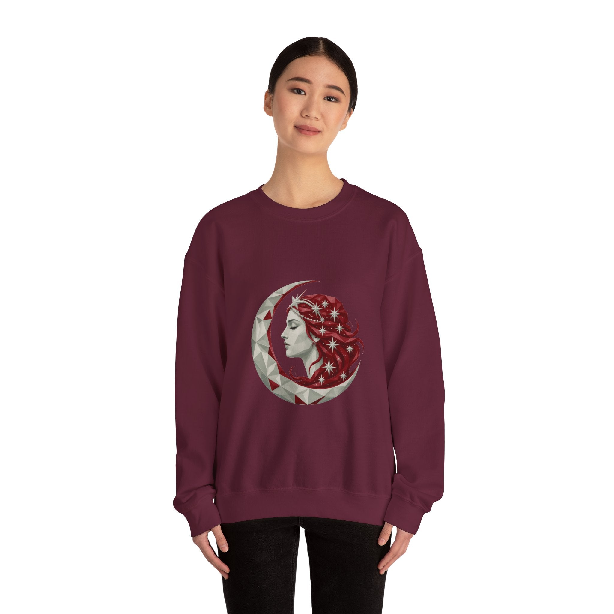 Matching Couple Sweatshirt - Helios & Selene Matching Couple Premium Fleece Sweatshirt Geometric Art His Hers Love Gift - Design B