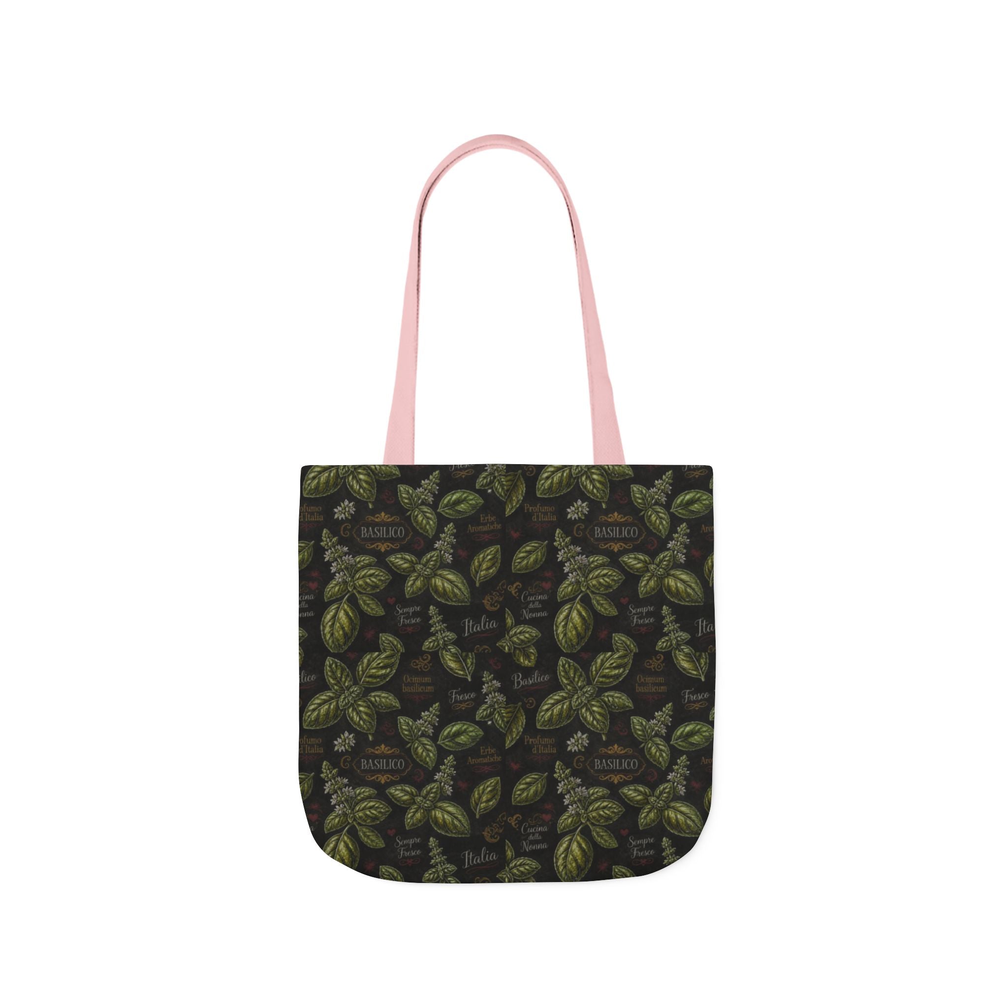 Fresh Basil Leaves Canvas Tote Bag Mediterranean Kitchen Chalk Art Design Italian Cottagecore Gift