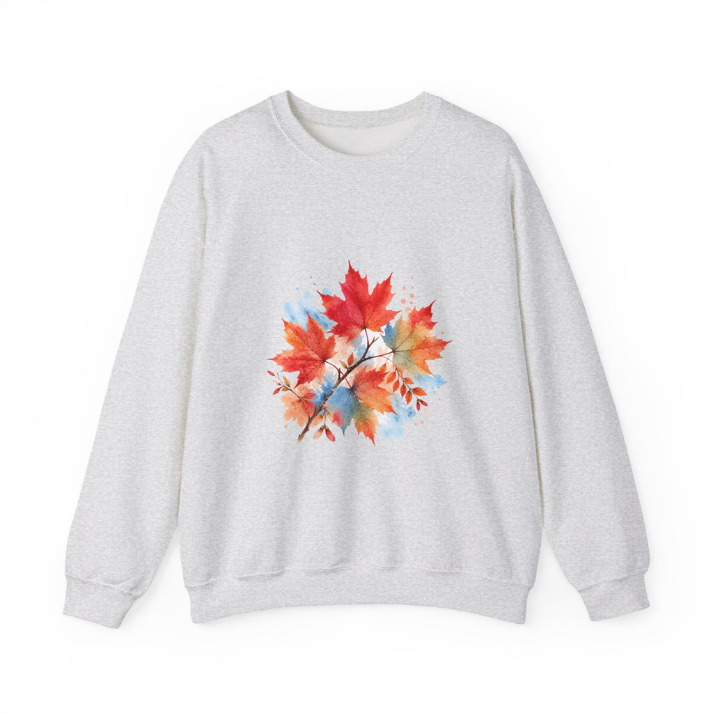 Matching Couple Sweatshirt - Cherry Blossom & Maple Leaf Matching Couple Premium Fleece Sweatshirt Watercolor Art His Hers Birthday Gift - Design B