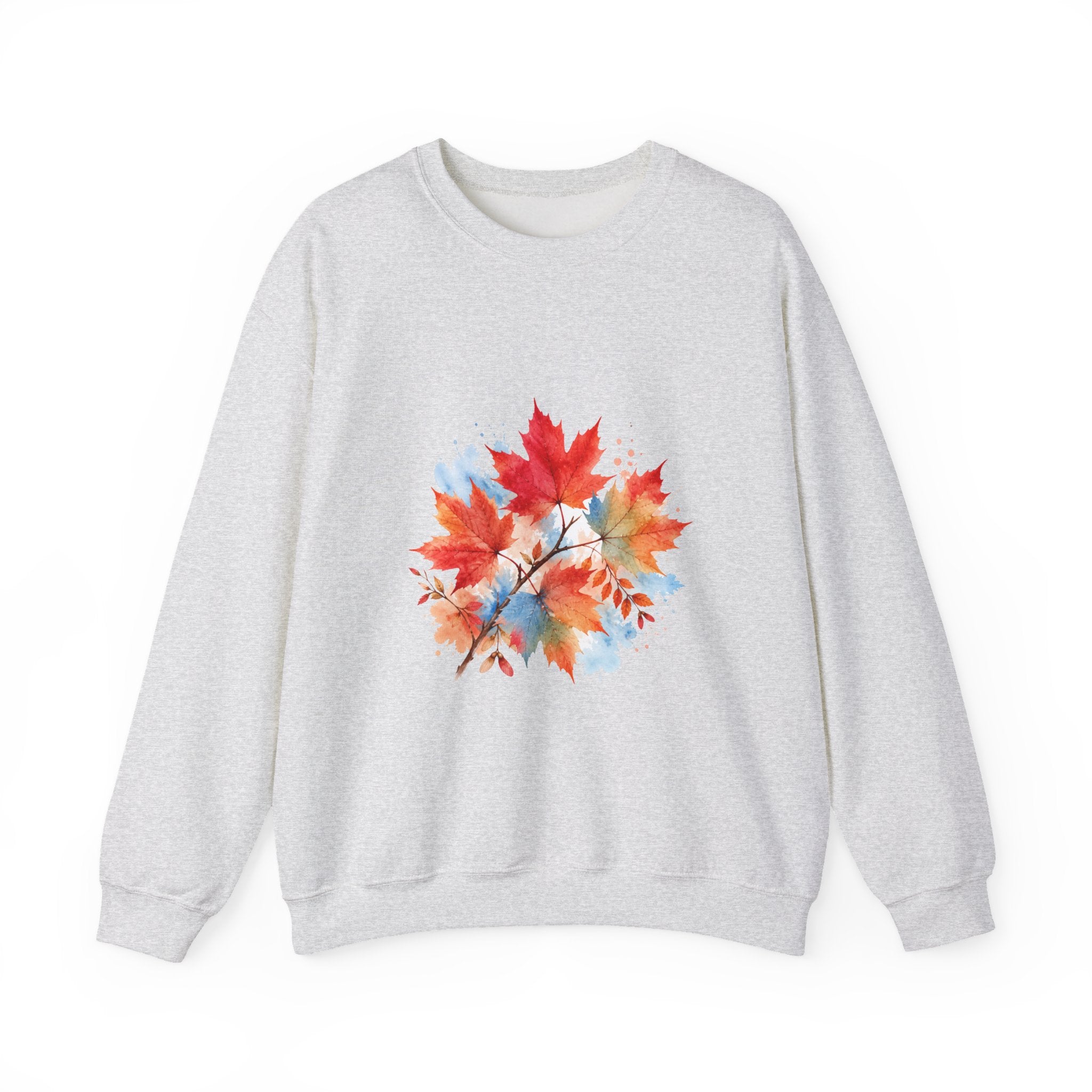Matching Couple Sweatshirt - Cherry Blossom & Maple Leaf Matching Couple Premium Fleece Sweatshirt Watercolor Art His Hers Birthday Gift - Design B