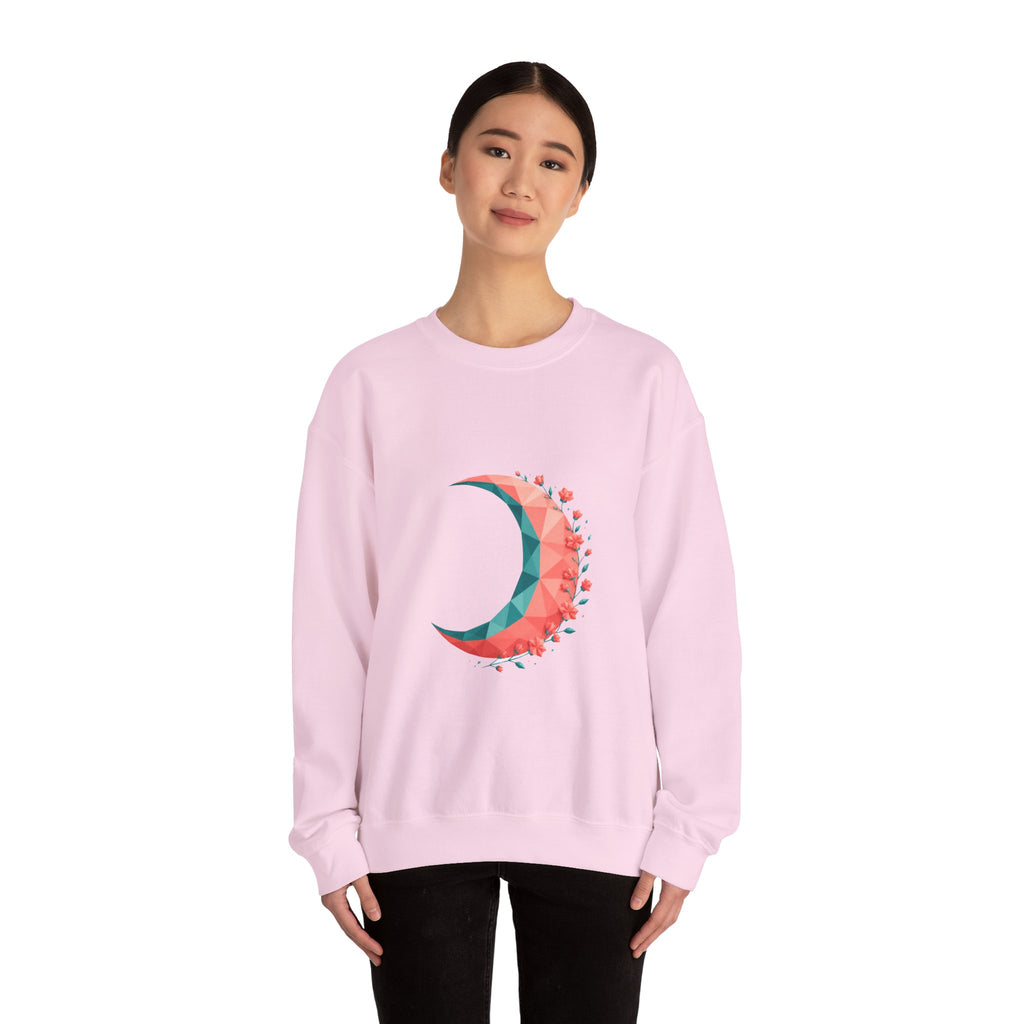 Matching Couple Sweatshirt - Waxing & Waning Moon Matching Couple Crewneck Sweatshirt Geometric Art His Hers Couple Gift - Design A