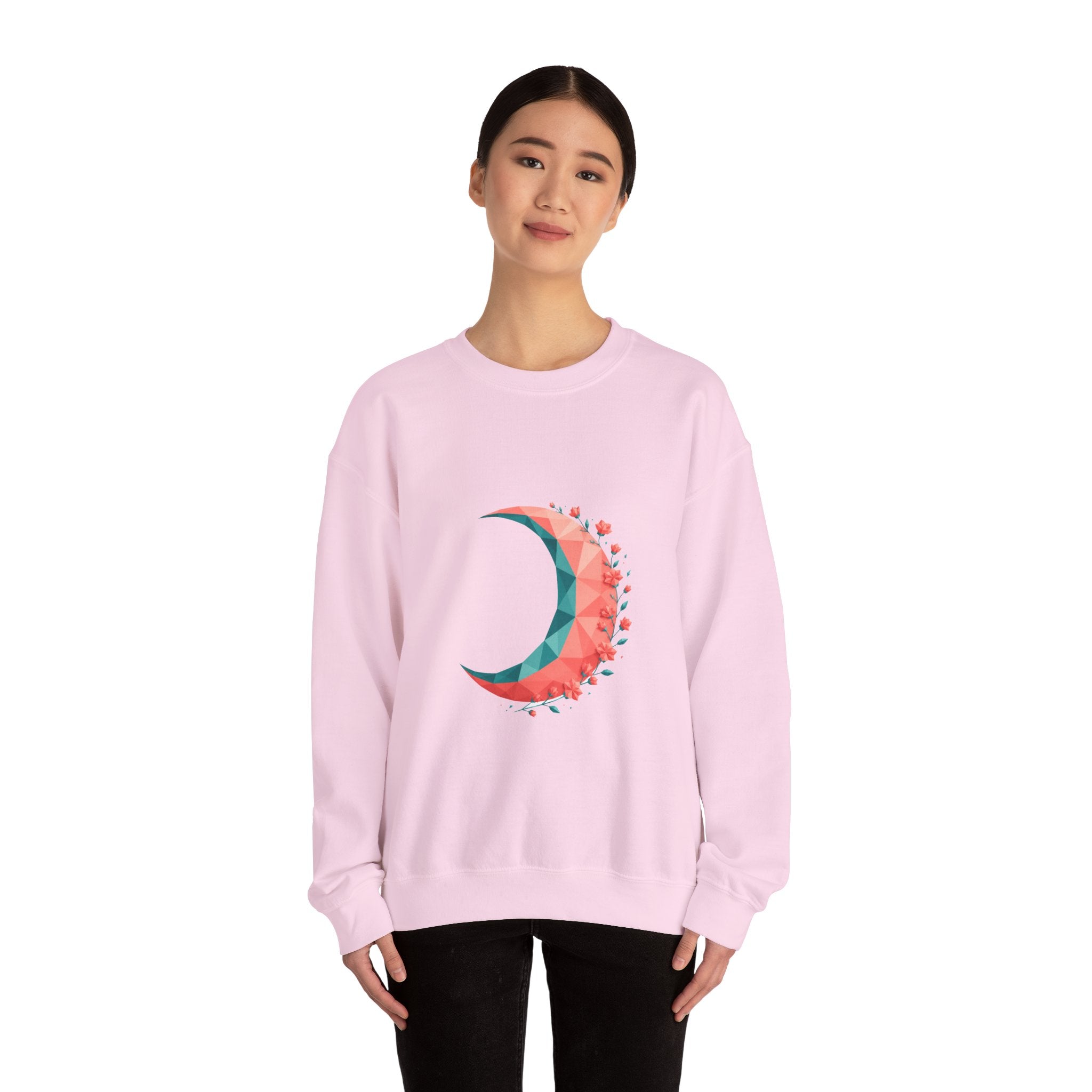 Matching Couple Sweatshirt - Waxing & Waning Moon Matching Couple Crewneck Sweatshirt Geometric Art His Hers Couple Gift - Design A