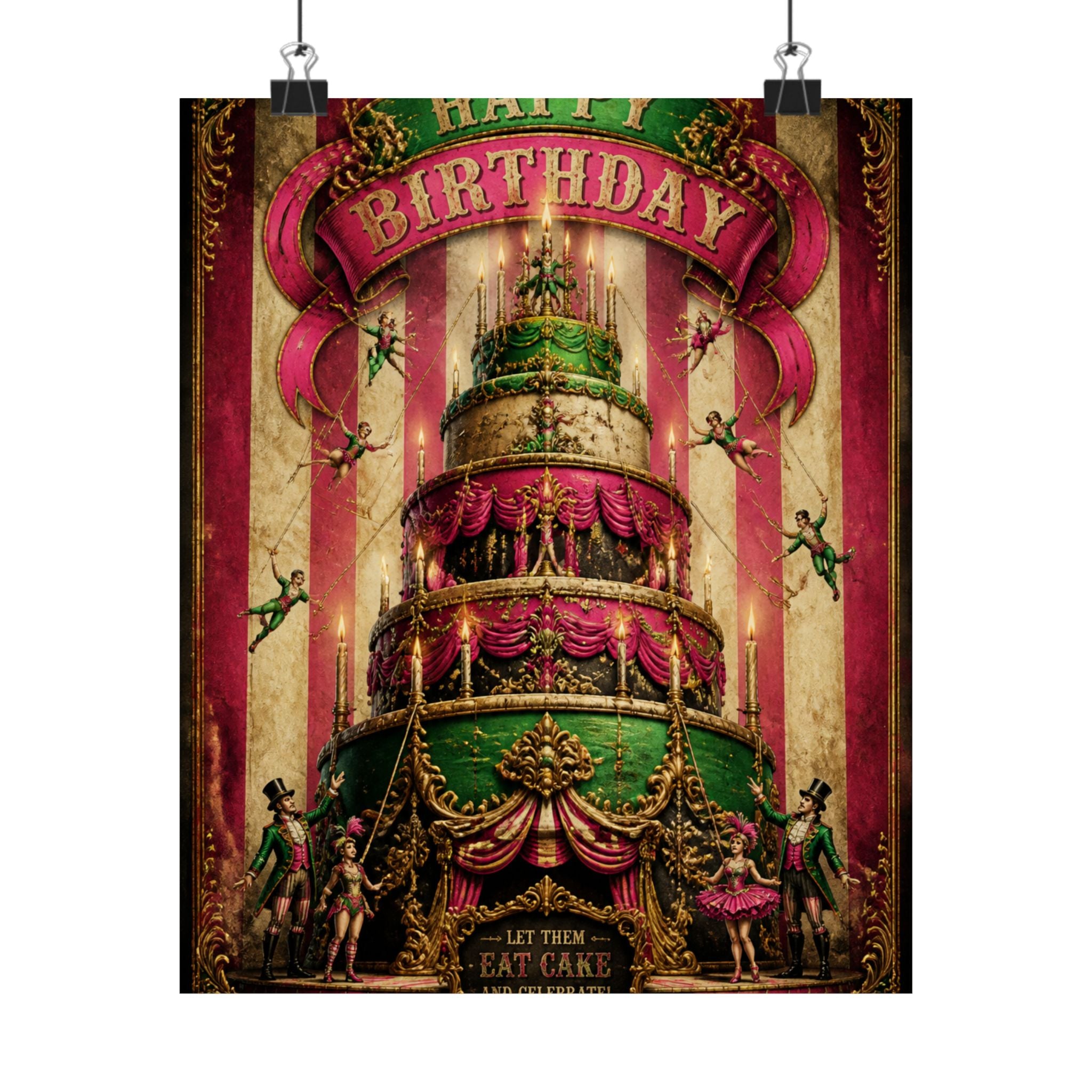 Birthday Cake Trapeze Wall Art Poster 18×24 Baroque Home Office Decor Maximalist Print