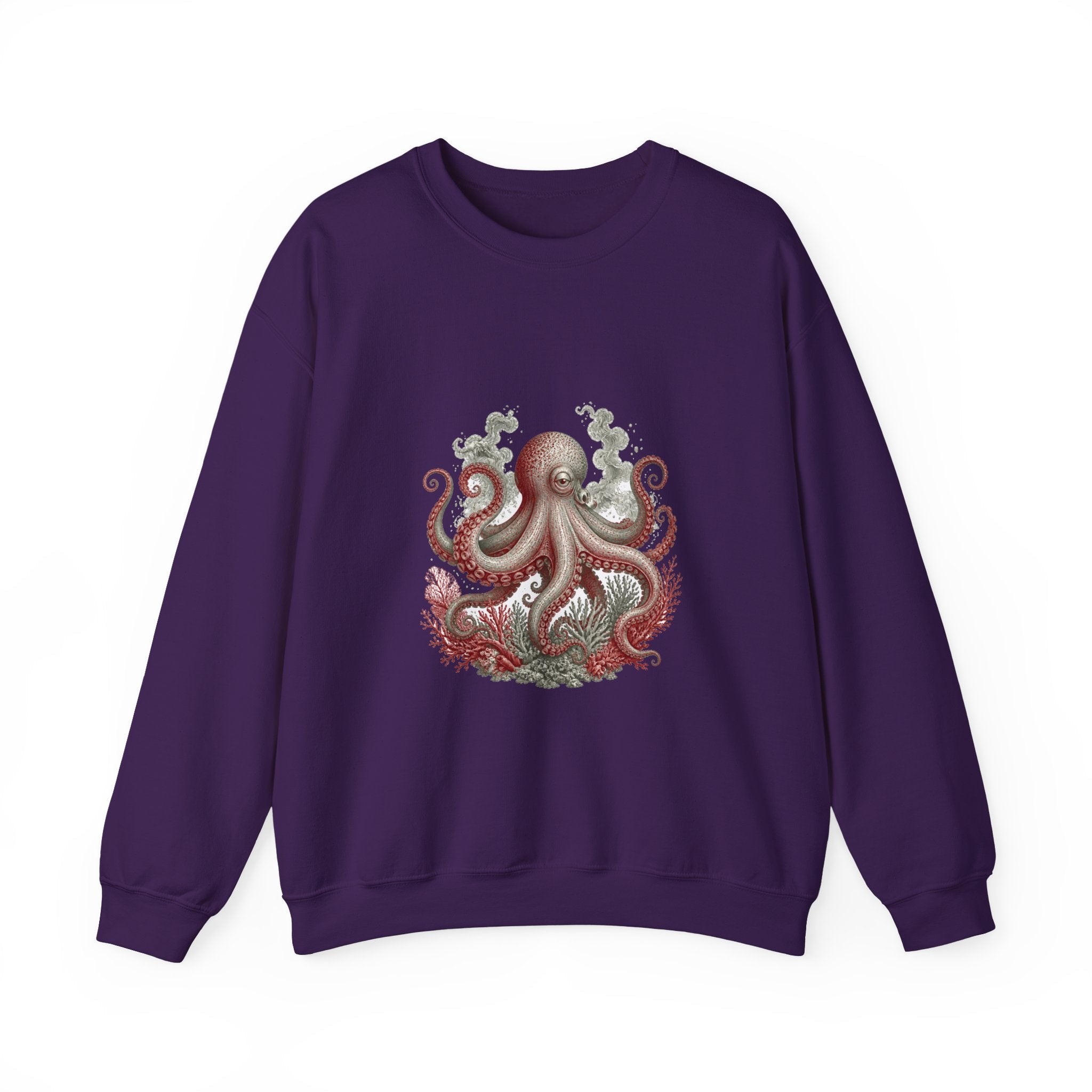 Matching Couple Sweatshirt - Octopus & Jellyfish Matching Couple Crewneck Sweatshirt Vintage Art His Hers Wedding Gift - Design A