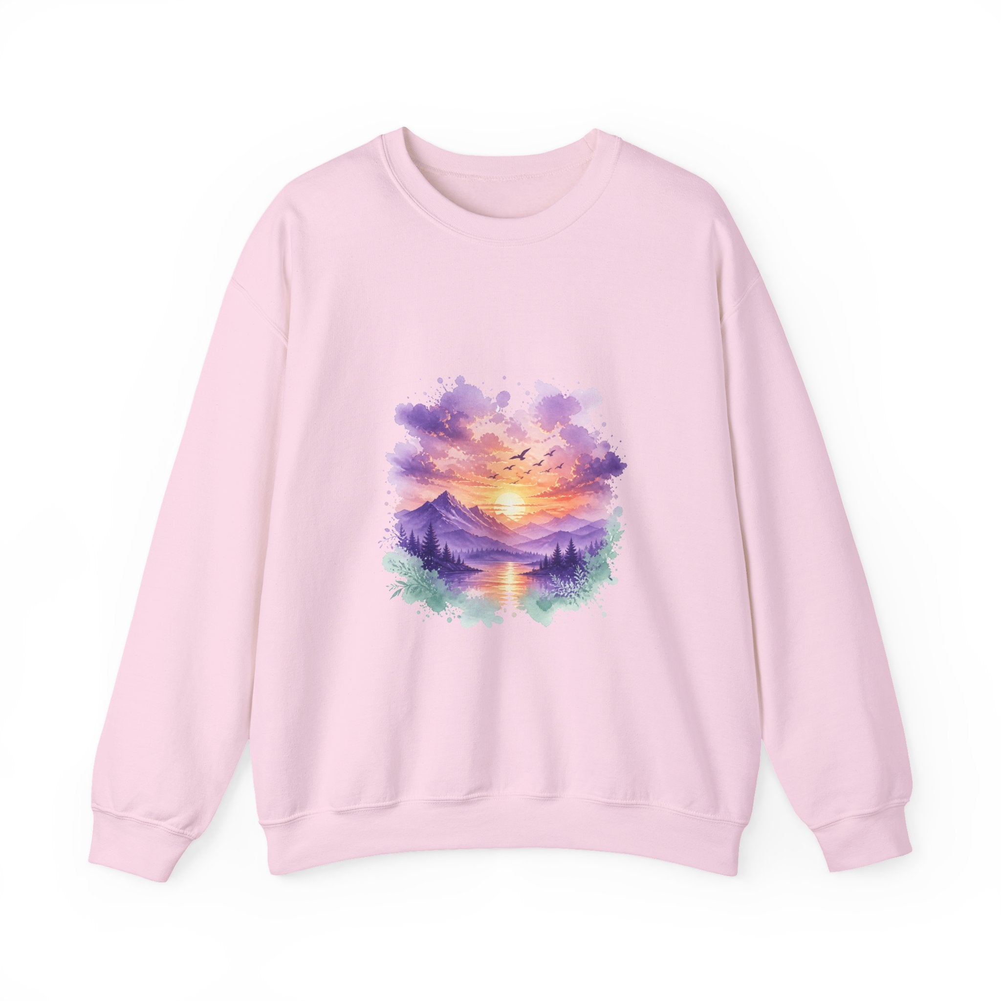 Matching Couple Sweatshirt - Sunrise & Sunset Matching Couple Comfort Colors Crew Watercolor Art His Hers Birthday Gift - Design B