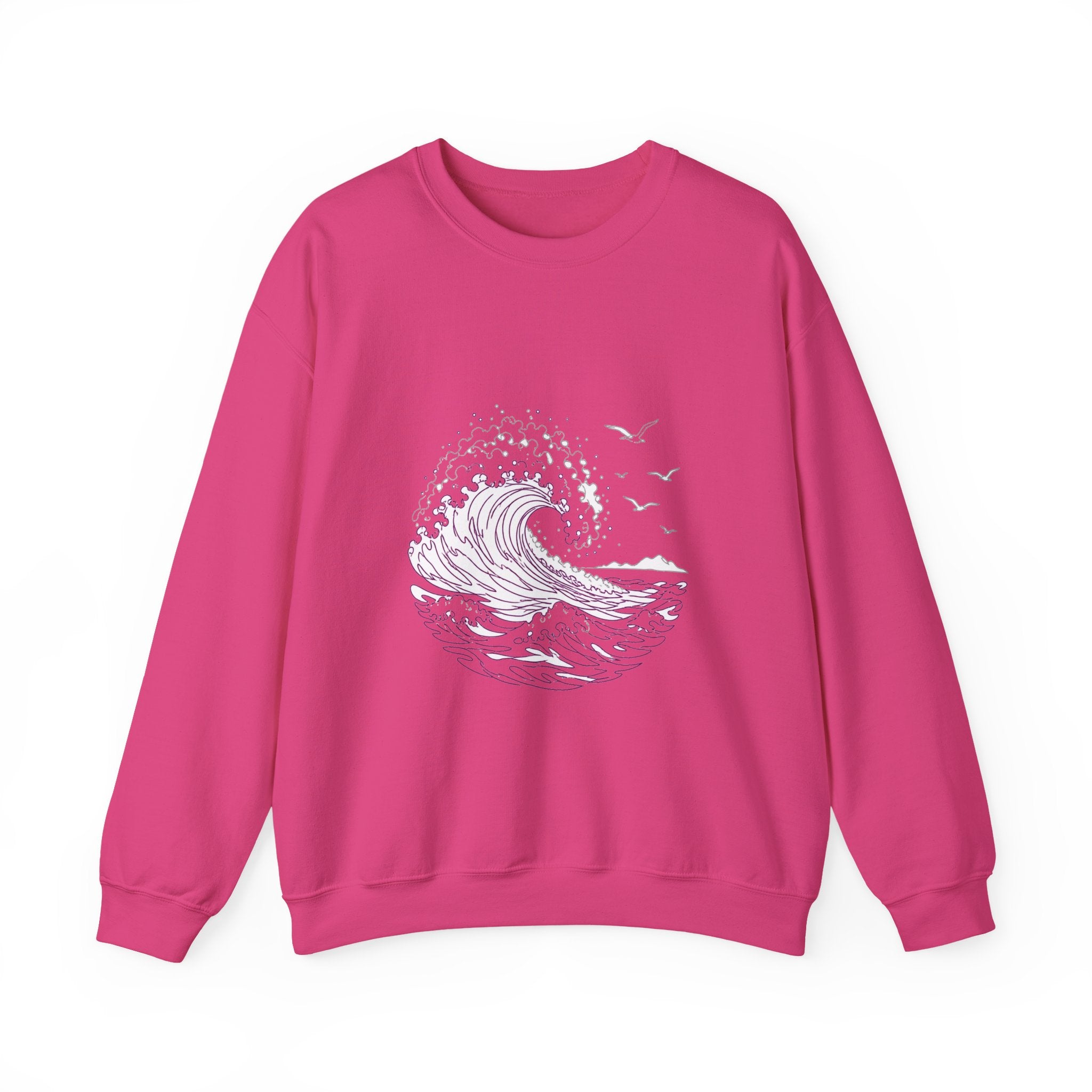 Matching Couple Sweatshirt - Mountain & Ocean Matching Couple Crewneck Sweatshirt Minimalist Art His Hers Valentine Gift - Design B