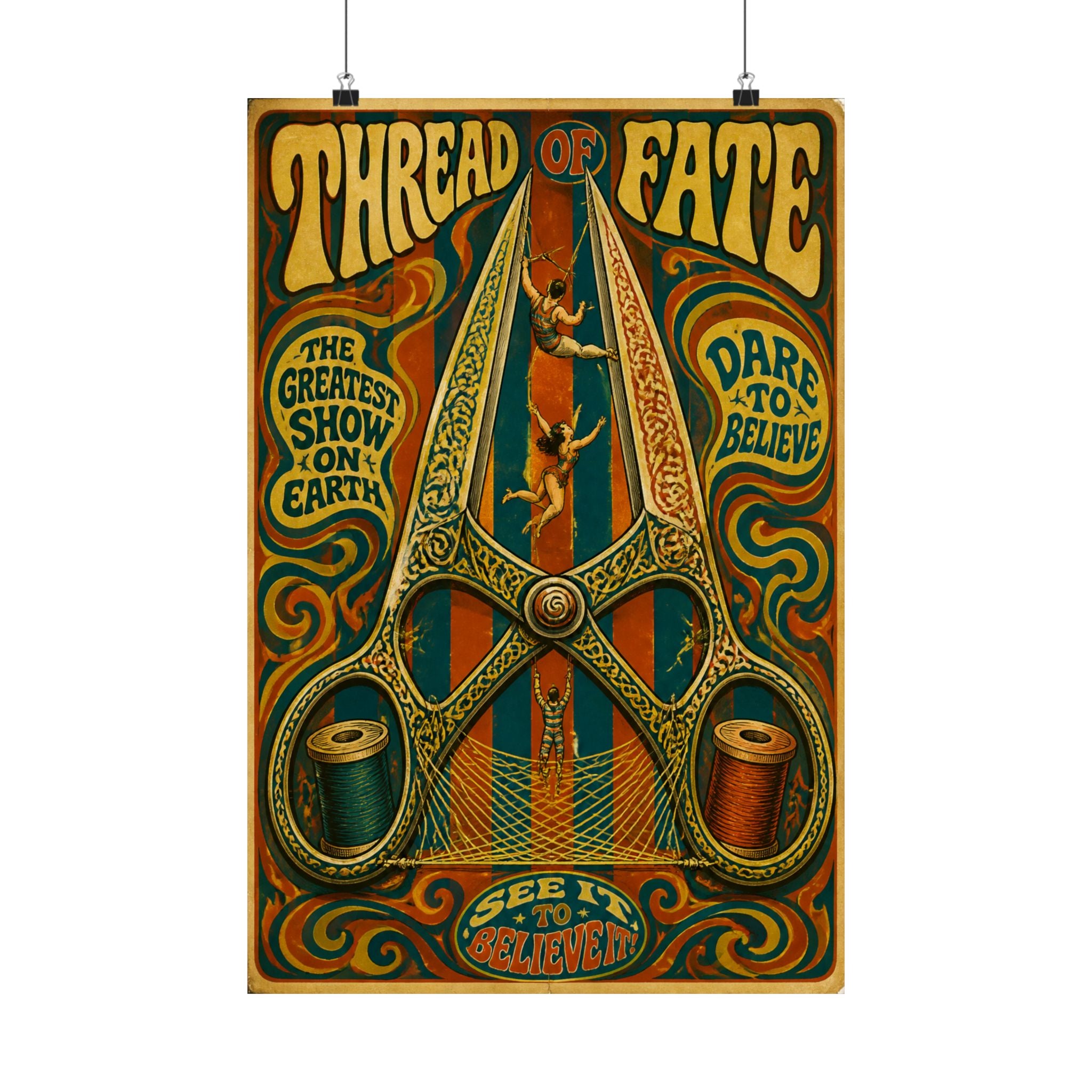 Giant Scissors Trapeze Wall Art Poster 18×24 Psychedelic Cafe Decor Maximalist Print