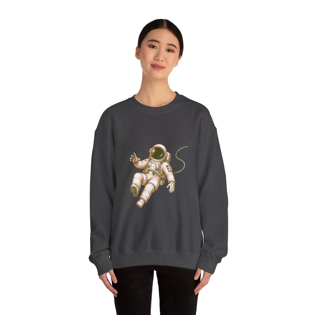 Matching Couple Sweatshirt - Astronaut & Planet Matching Couple Comfort Colors Crew Hand-Drawn Art His Hers Anniversary Gift - Design A