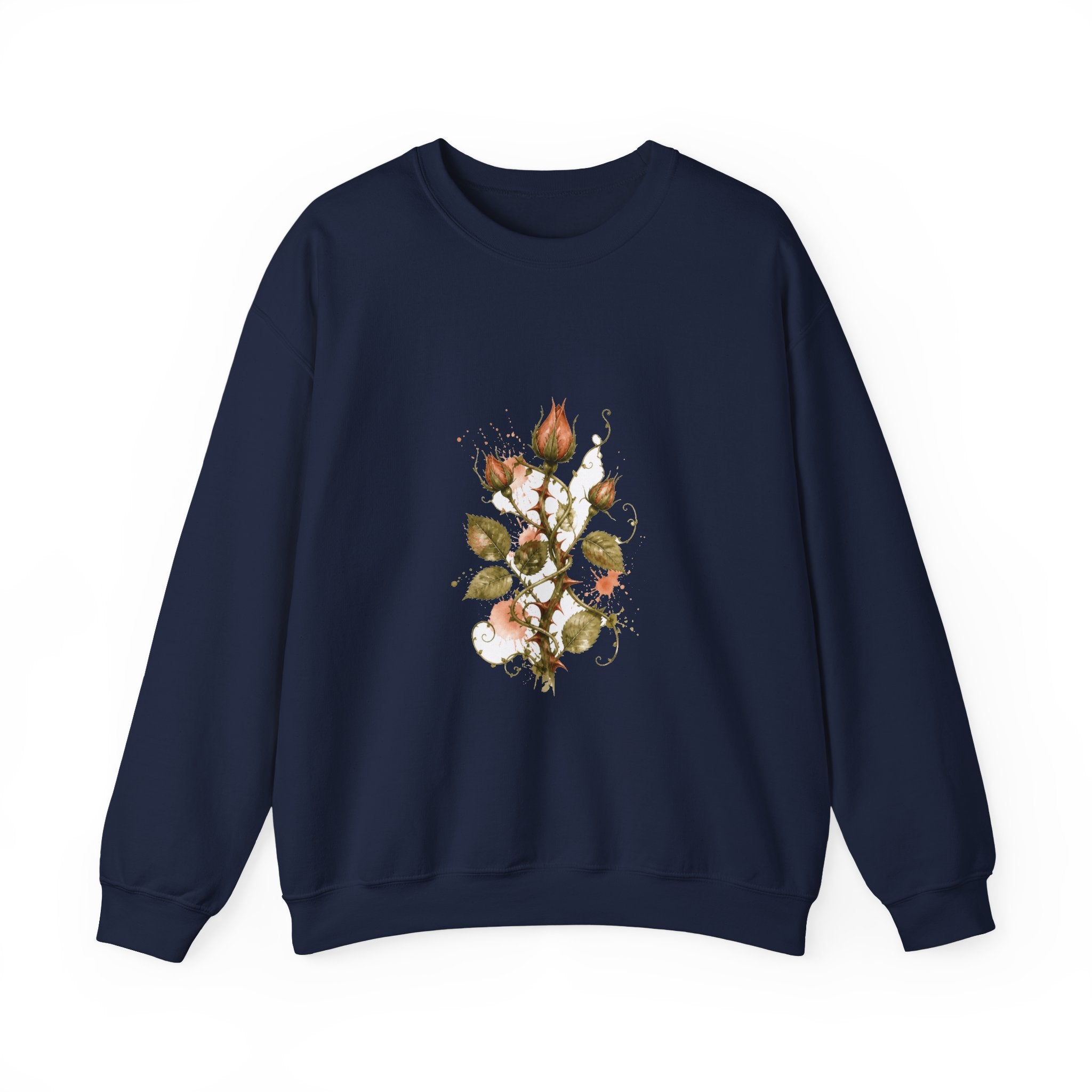Matching Couple Sweatshirt - Rose & Thorn Matching Couple Premium Fleece Sweatshirt Watercolor Art His Hers Birthday Gift - Design B
