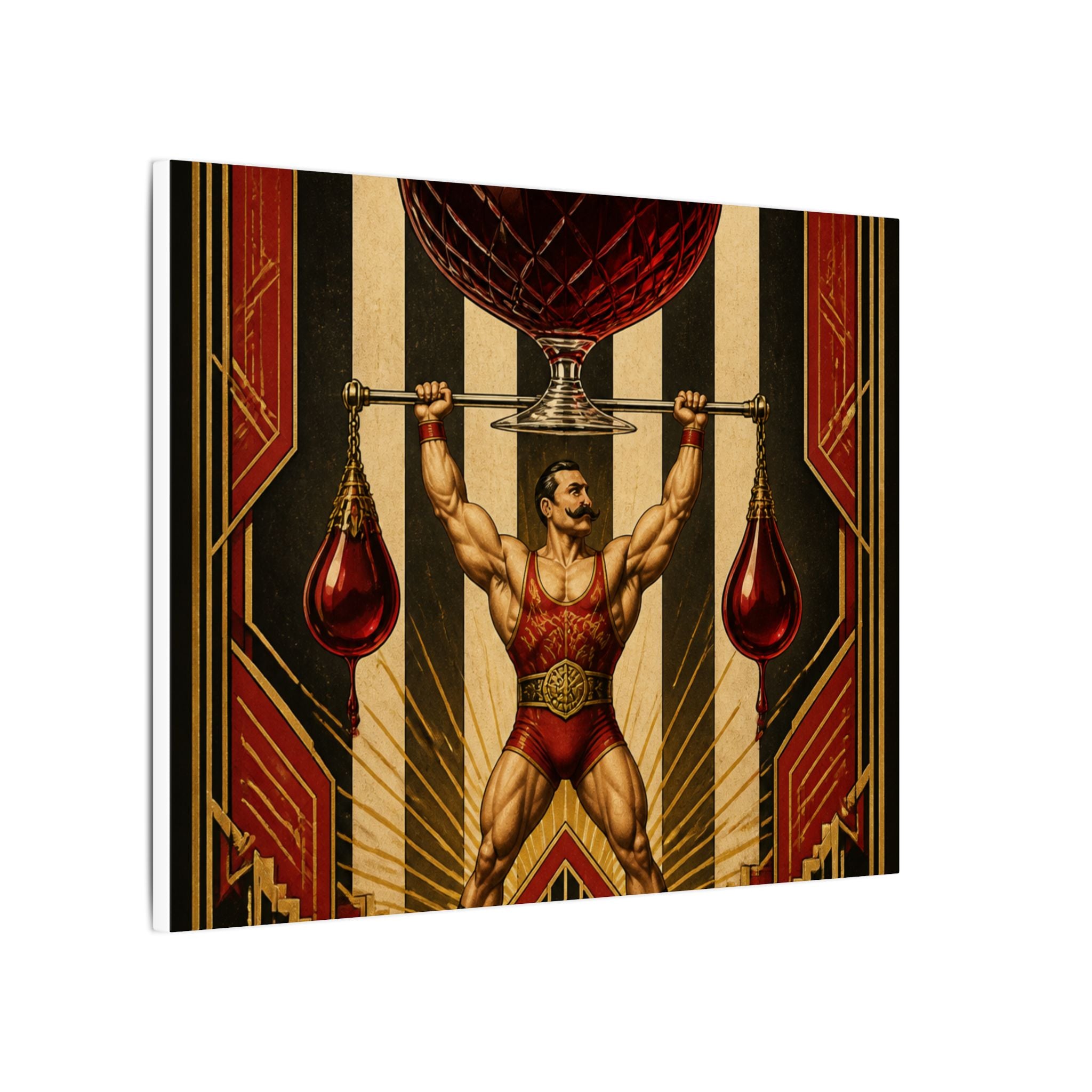 Wine Glass Strongman Wall Art Canvas 16×20 Art Deco Entryway Decor Maximalist Print