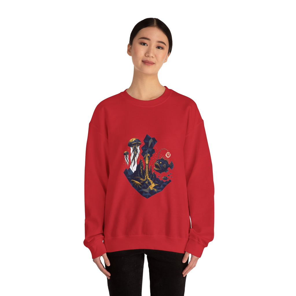 Matching Couple Sweatshirt - Coral Reef & Deep Sea Matching Couple Premium Fleece Sweatshirt Geometric Art His Hers Love Gift - Design B
