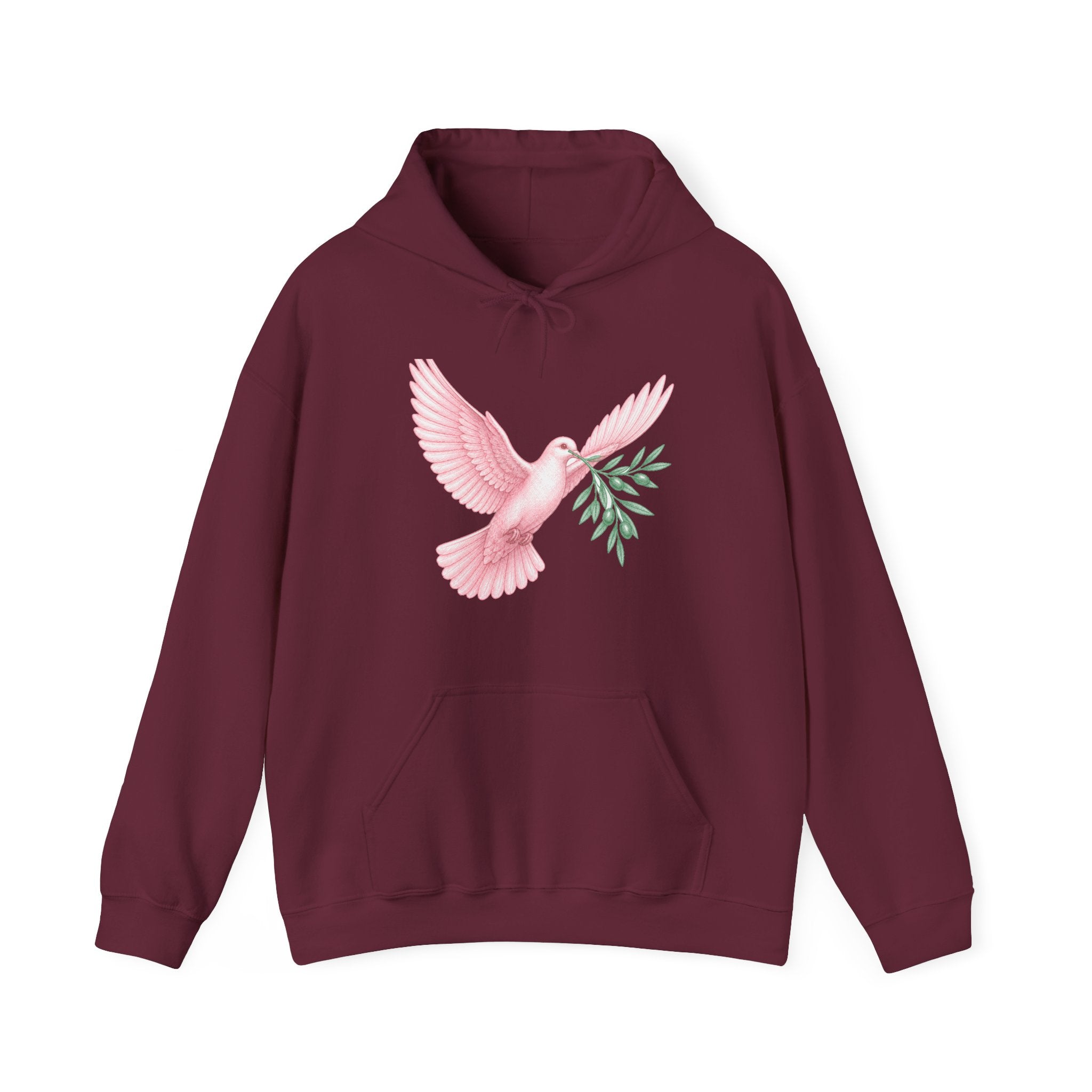 Matching Couple Sweatshirt - Wolf & Dove Matching Couple Hooded Sweatshirt Vintage Art His Hers Wedding Gift - Design B