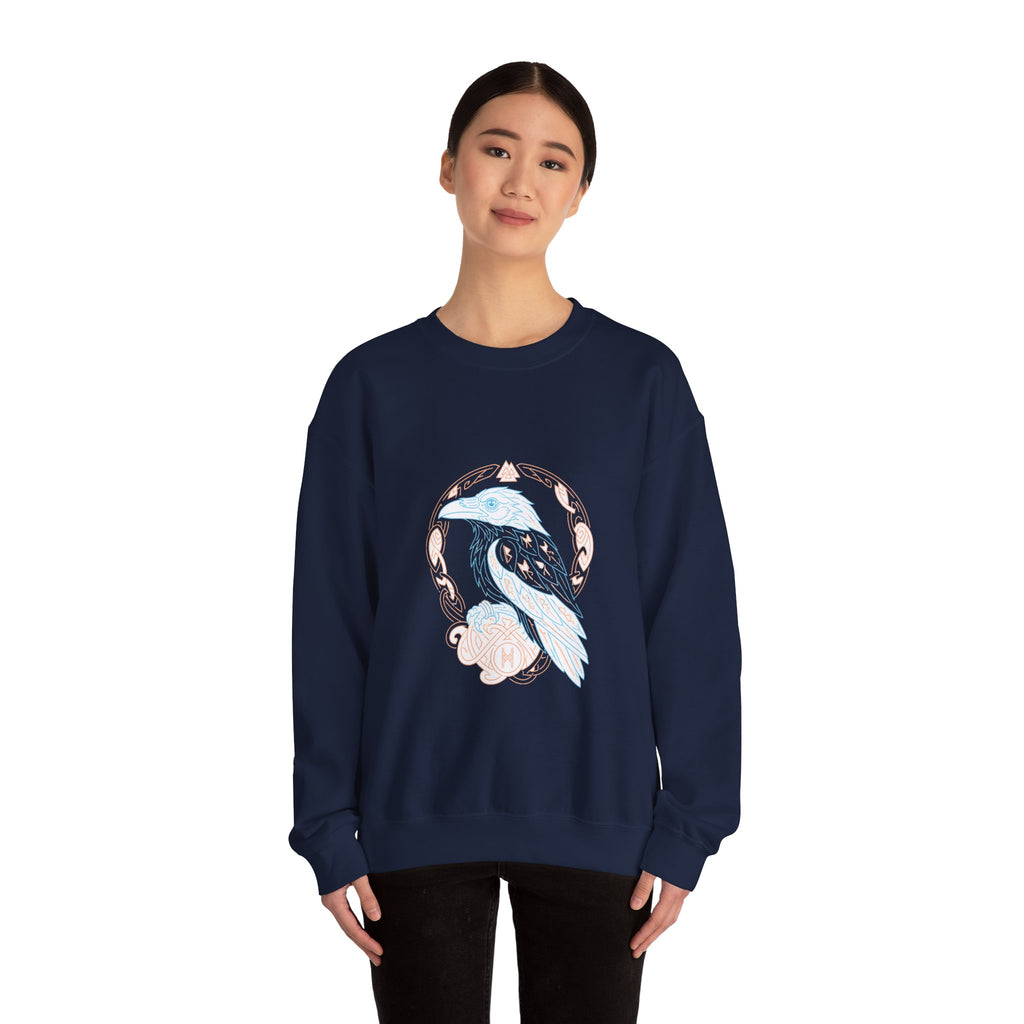 Matching Couple Sweatshirt - Huginn & Muninn Matching Couple Crewneck Sweatshirt Minimalist Art His Hers Valentine Gift - Design A