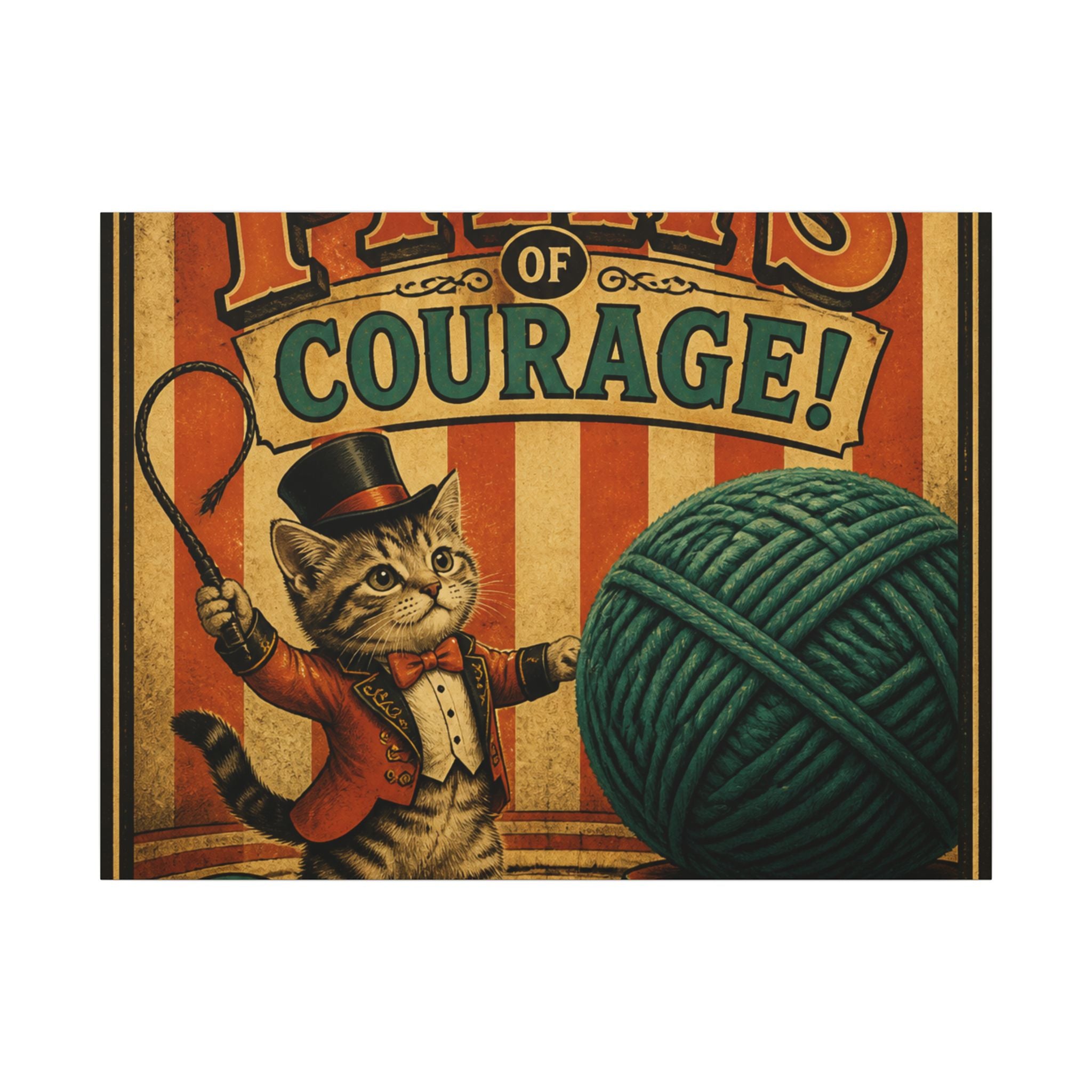 Cat Lion Tamer Wall Art Canvas 16×20 Vintage Circus Kitchen Decor Maximalist Print