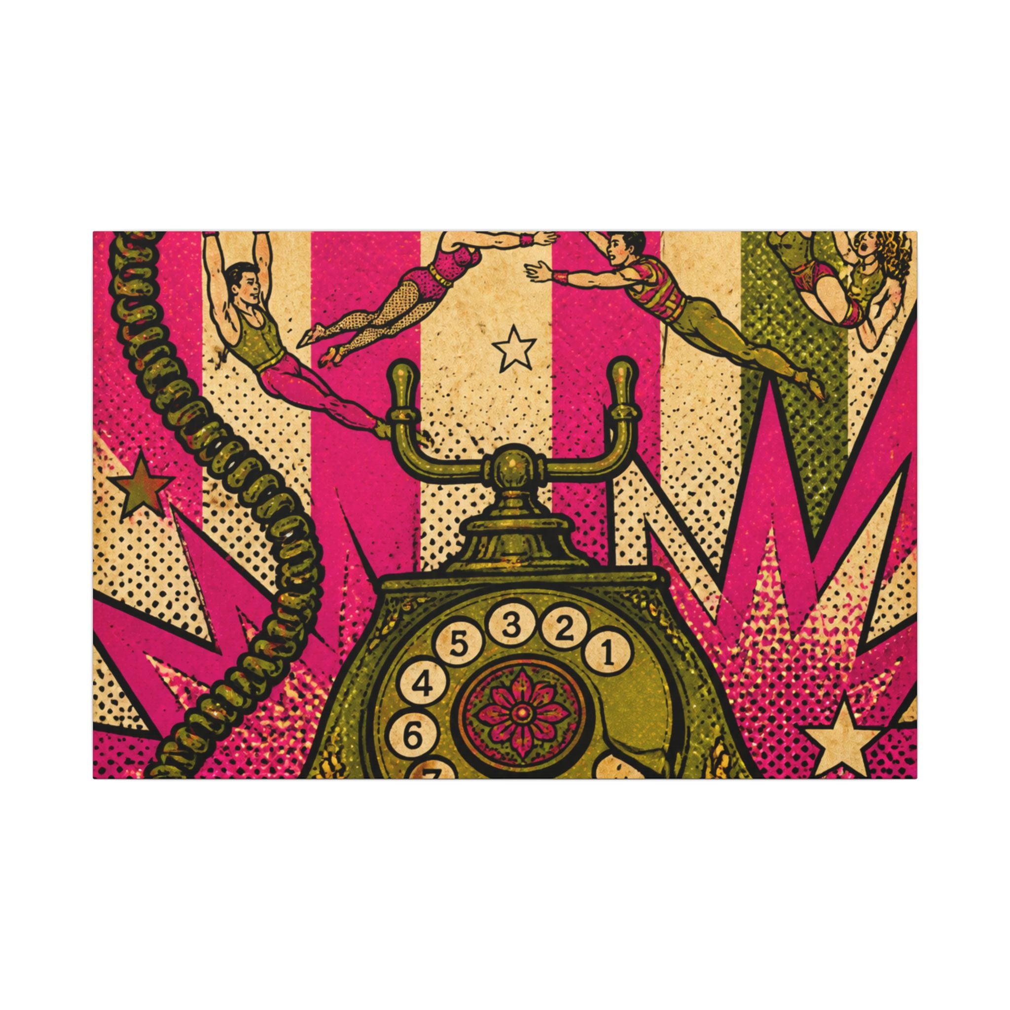 Vintage Telephone Booth Wall Art Canvas 24×36 Pop Art Restaurant Decor Maximalist Print