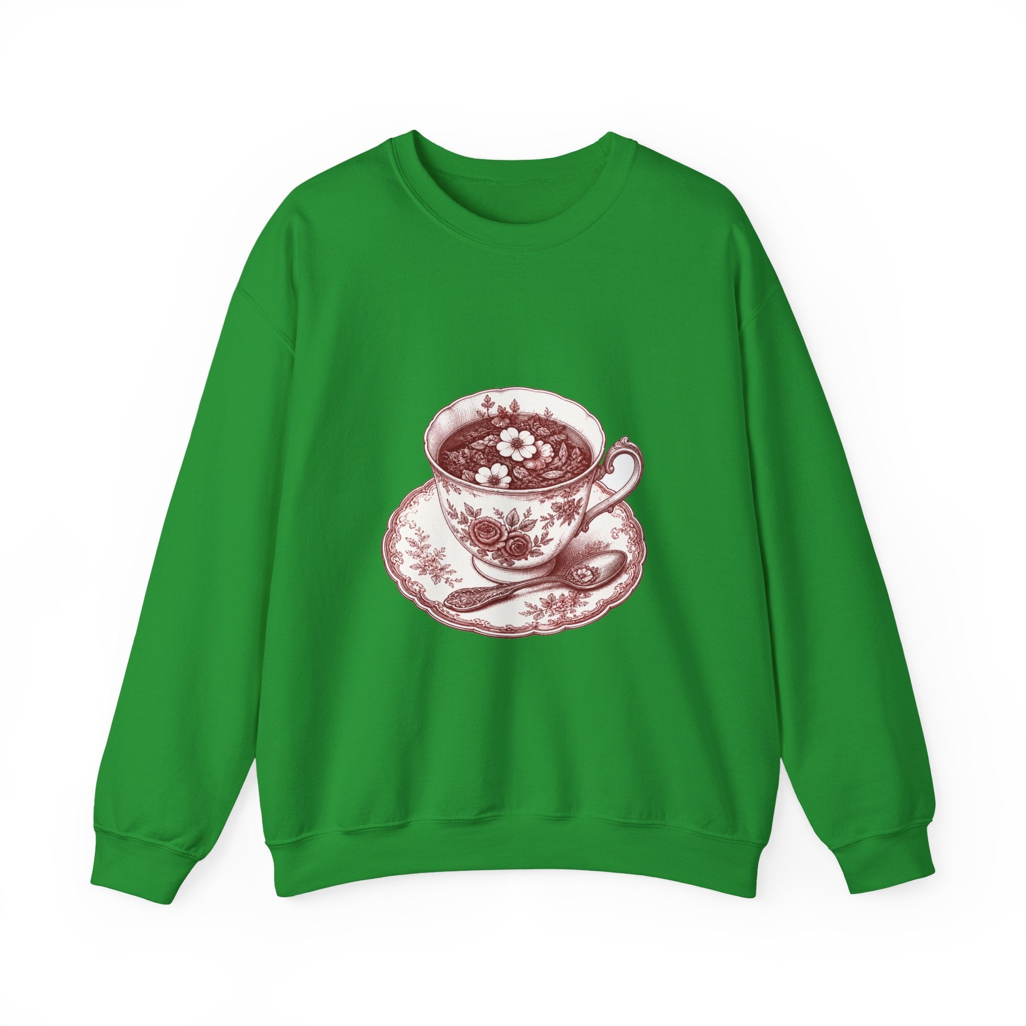 Matching Couple Sweatshirt - Coffee & Tea Matching Couple Comfort Colors Crew Hand-Drawn Art His Hers Anniversary Gift - Design B
