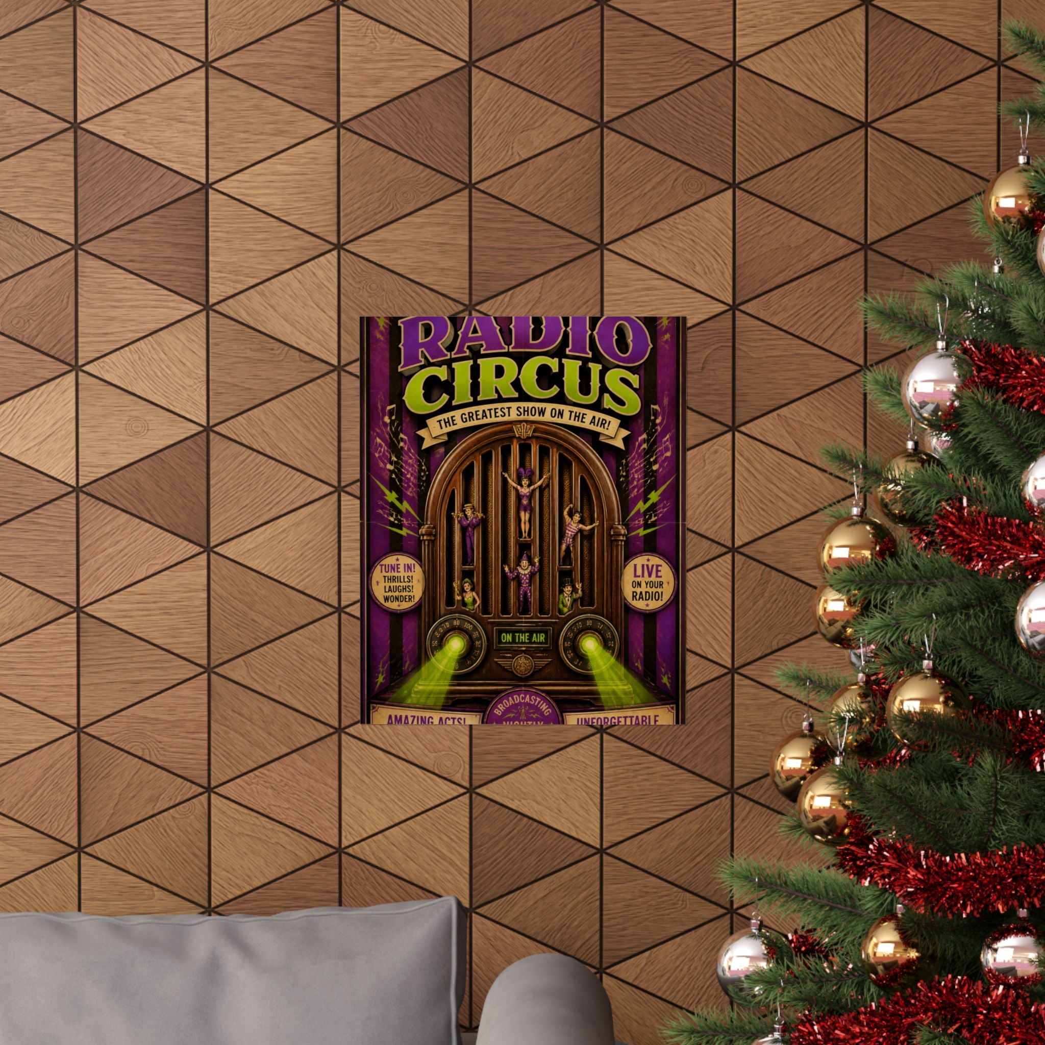 Vintage Radio Stage Wall Art Poster 24×36 Vintage Circus Bedroom Decor Maximalist Print