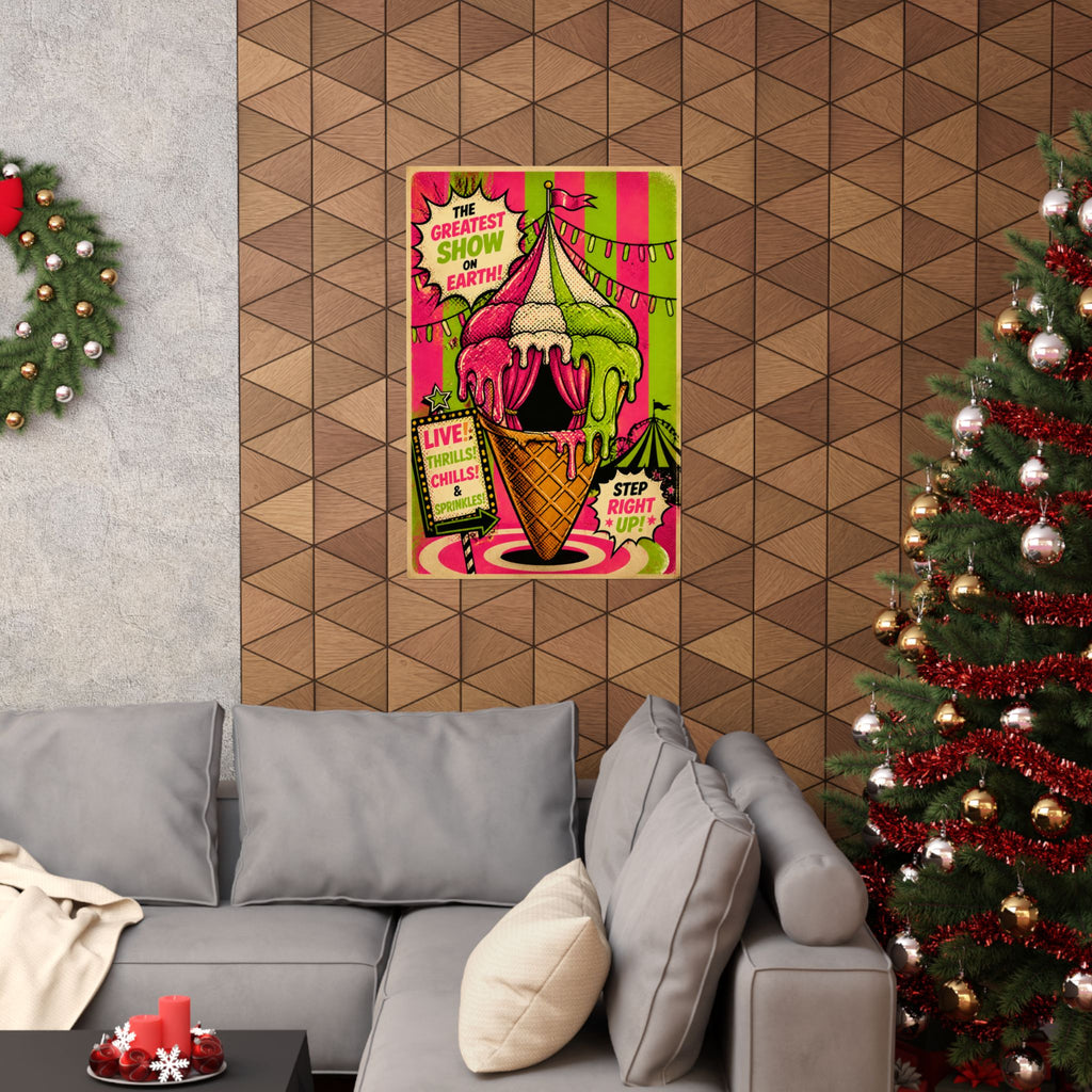 Ice Cream Cone Circus Tent Wall Art Poster 24×36 Pop Art Restaurant Decor Maximalist Print