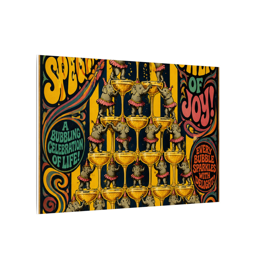 Champagne Tower Elephants Wall Art Canvas 24×36 Psychedelic Dining Room Decor Maximalist Print