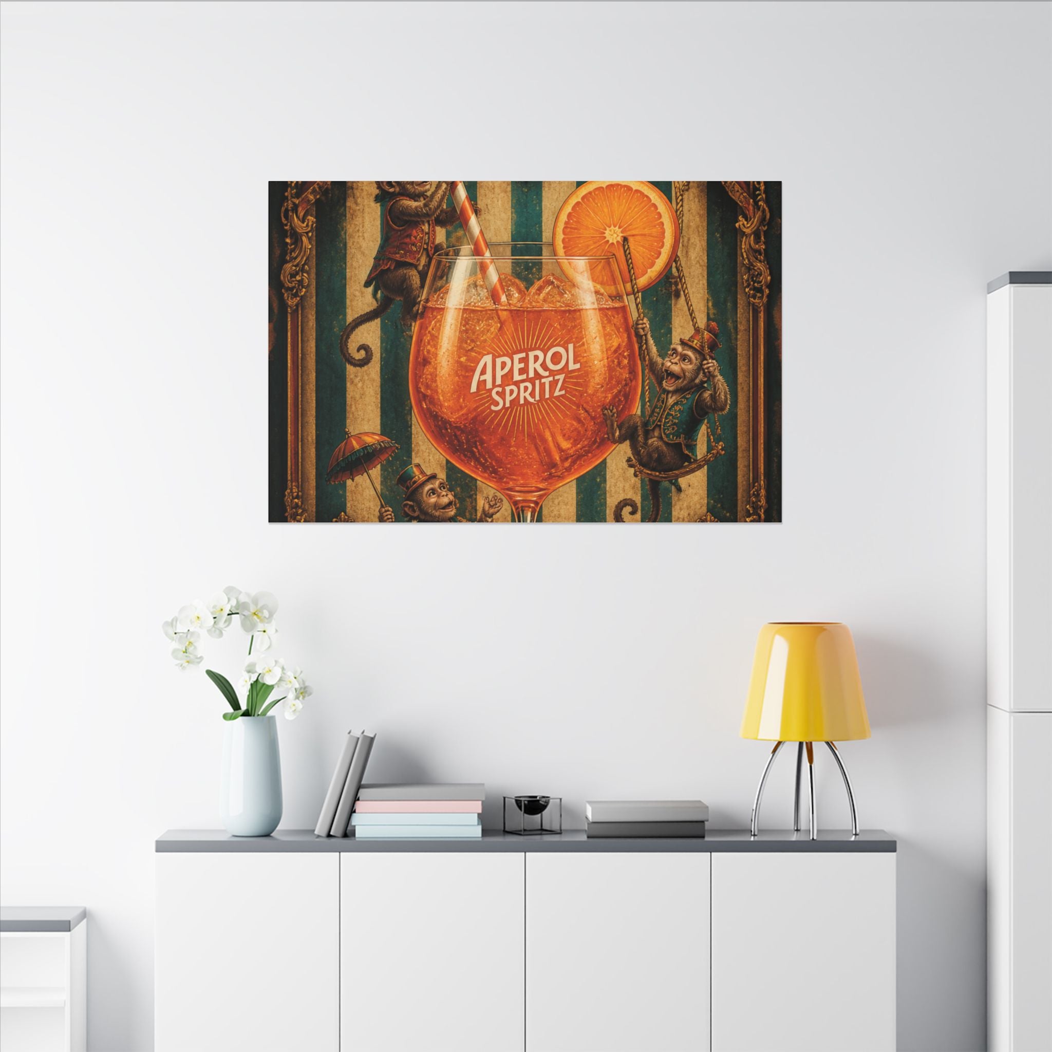 Aperol Spritz Monkeys Wall Art Canvas 16×20 Baroque Home Office Decor Maximalist Print