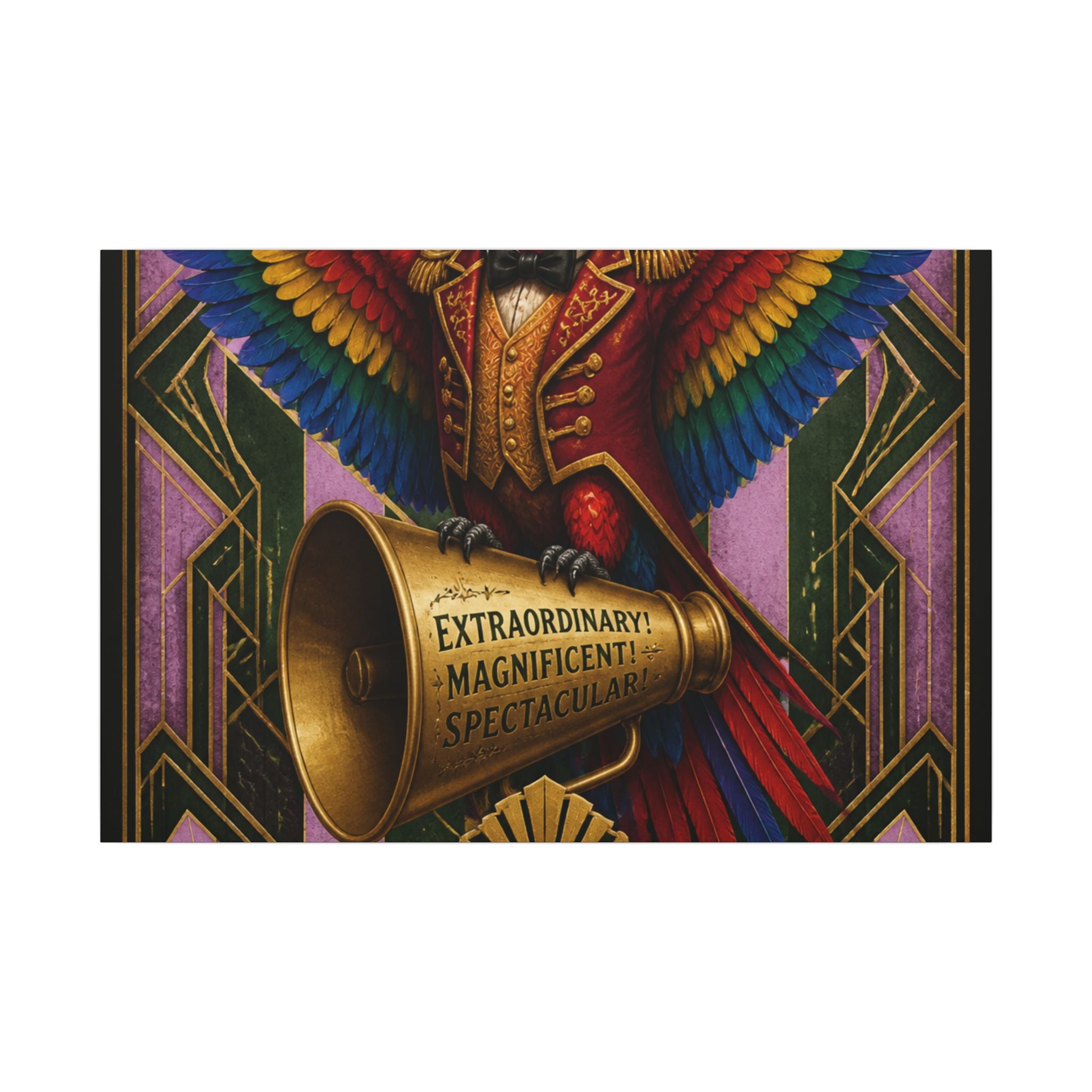 Parrot Ringmaster Wall Art Canvas 16×20 Art Deco Entryway Decor Maximalist Print