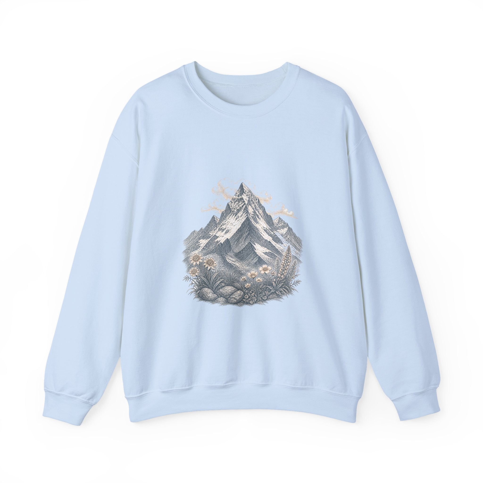 Matching Couple Sweatshirt - Mountain & Ocean Matching Couple Crewneck Sweatshirt Vintage Art His Hers Wedding Gift - Design A