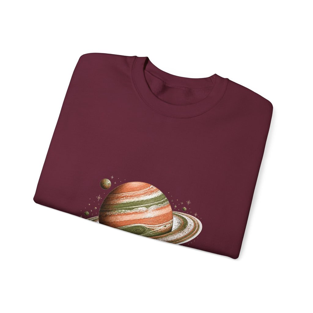 Matching Couple Sweatshirt - Astronaut & Planet Matching Couple Comfort Colors Crew Hand-Drawn Art His Hers Anniversary Gift - Design B