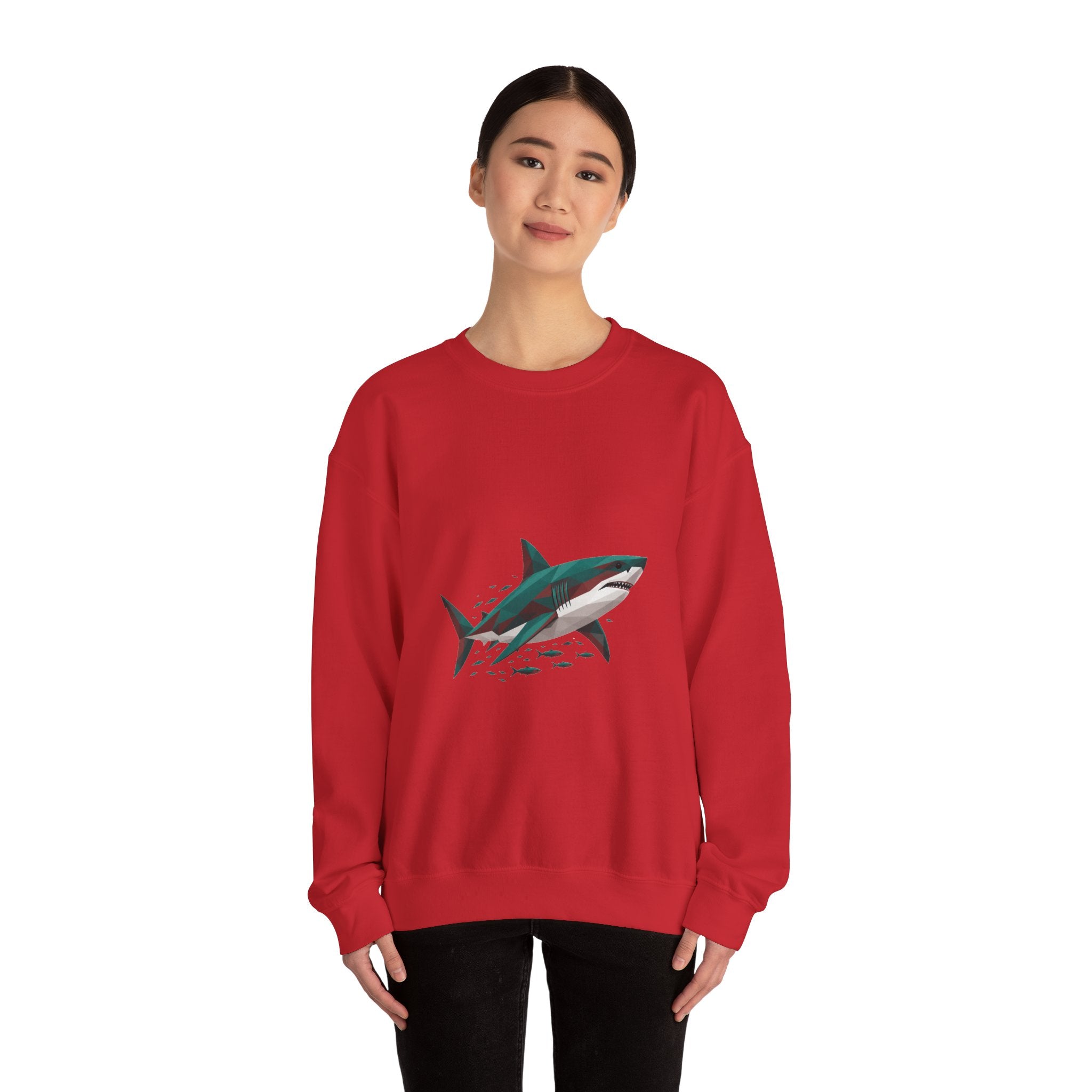 Matching Couple Sweatshirt - Shark & Dolphin Matching Couple Comfort Colors Crew Geometric Art His Hers Love Gift - Design A