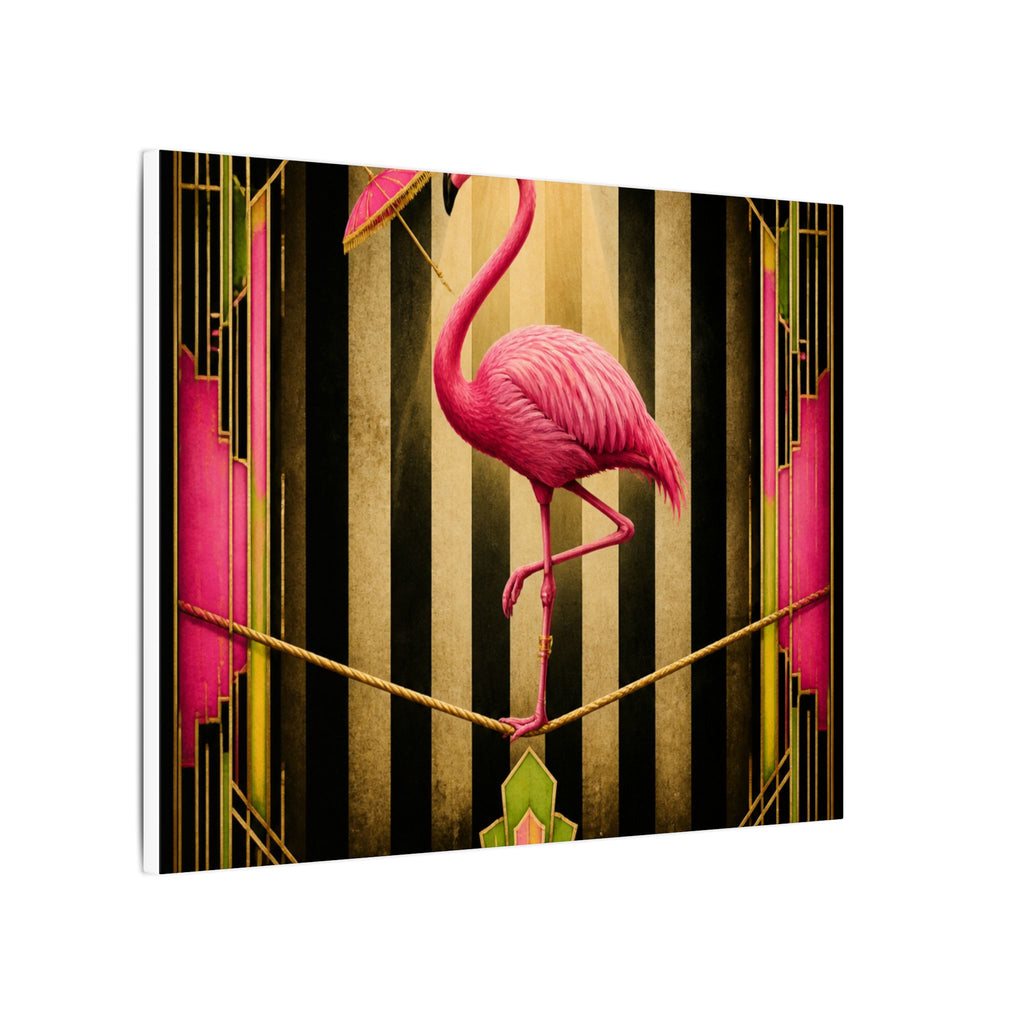 Flamingo Tightrope Wall Art Canvas 16×20 Art Deco Entryway Decor Maximalist Print