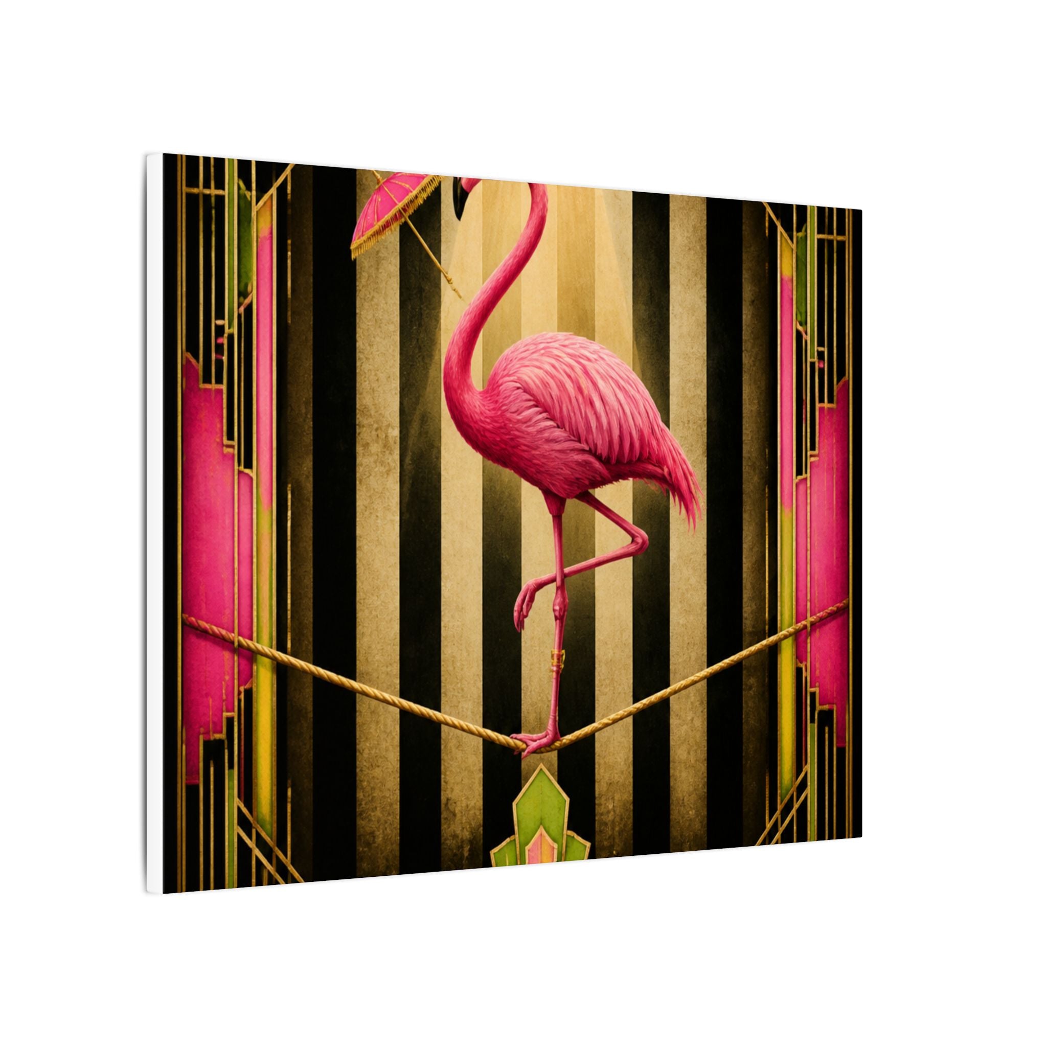 Flamingo Tightrope Wall Art Canvas 16×20 Art Deco Entryway Decor Maximalist Print