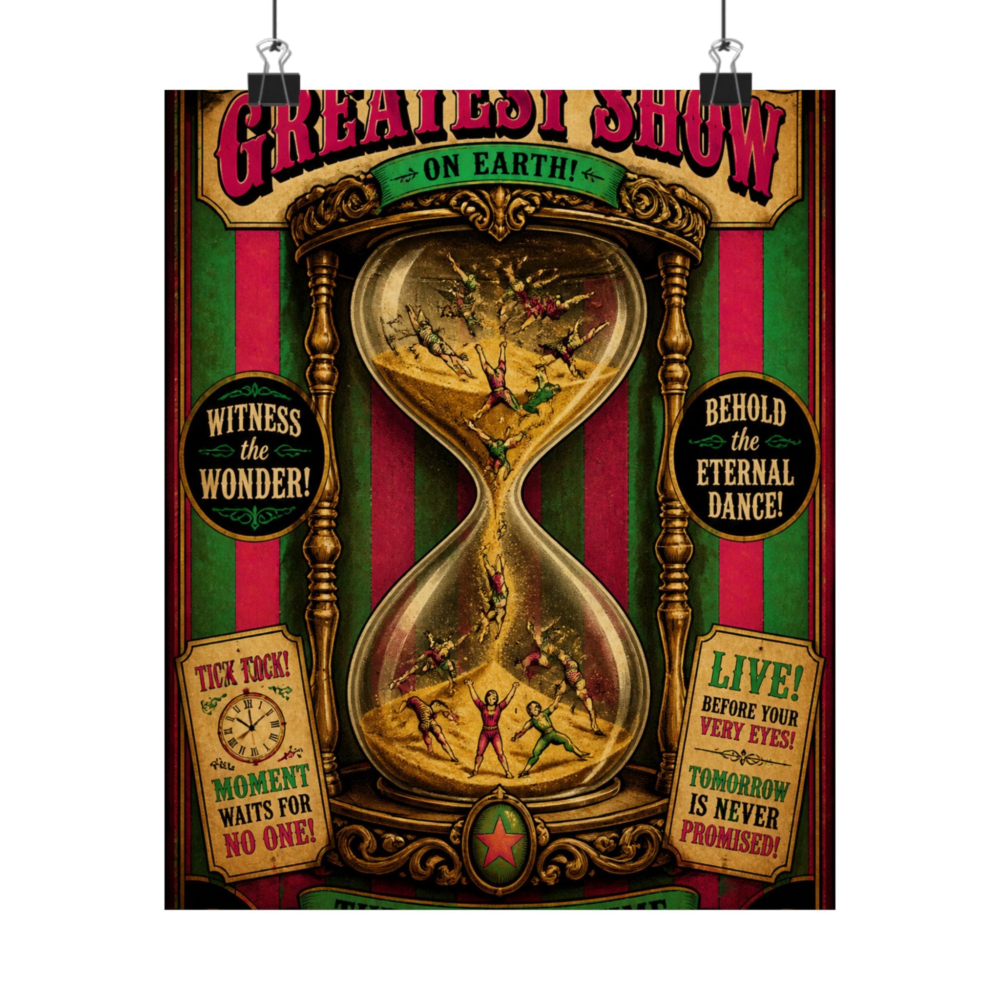 Hourglass Acrobats Wall Art Poster 18×24 Vintage Circus Kitchen Decor Maximalist Print