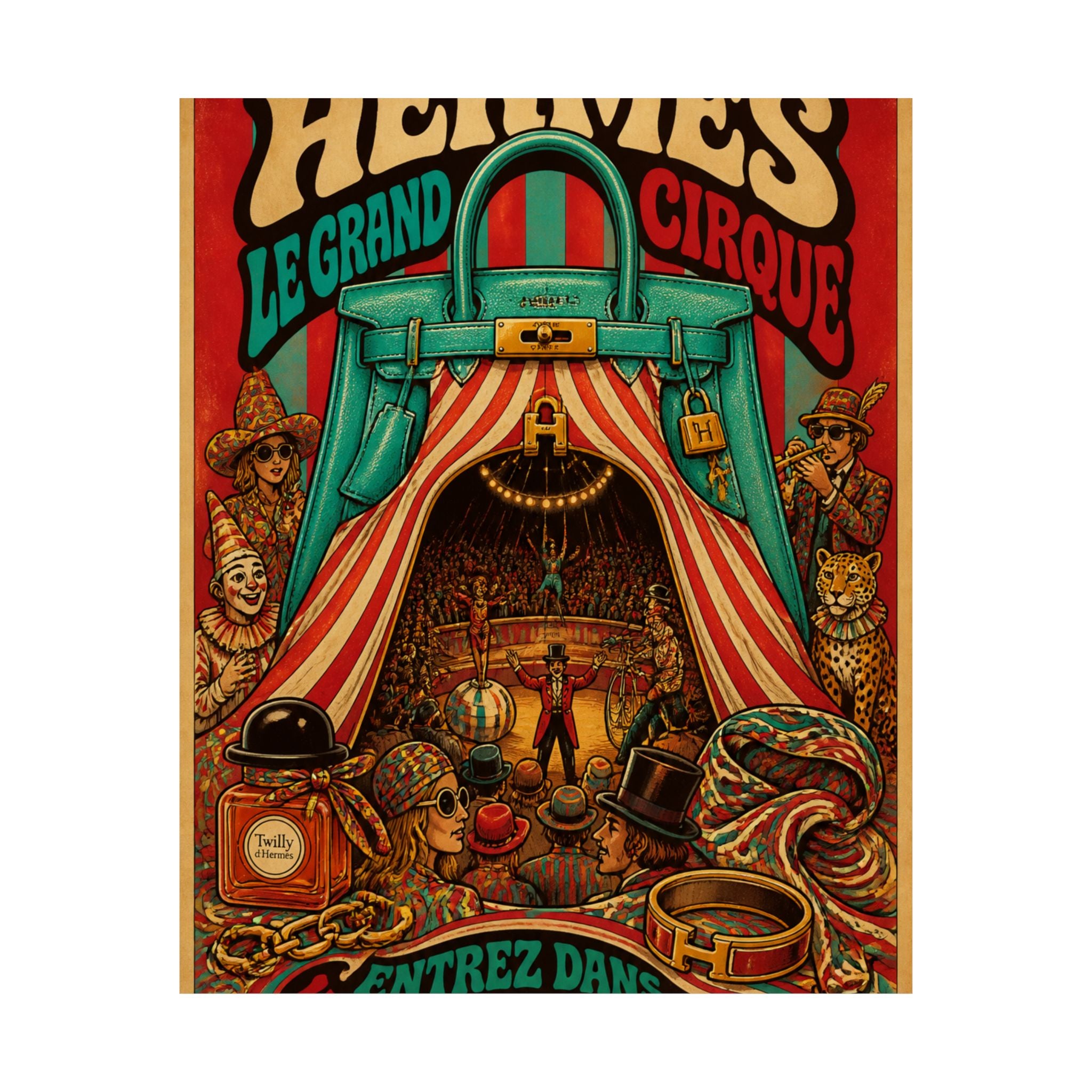 Handbag Big Top Wall Art Poster 18×24 Psychedelic Cafe Decor Maximalist Print