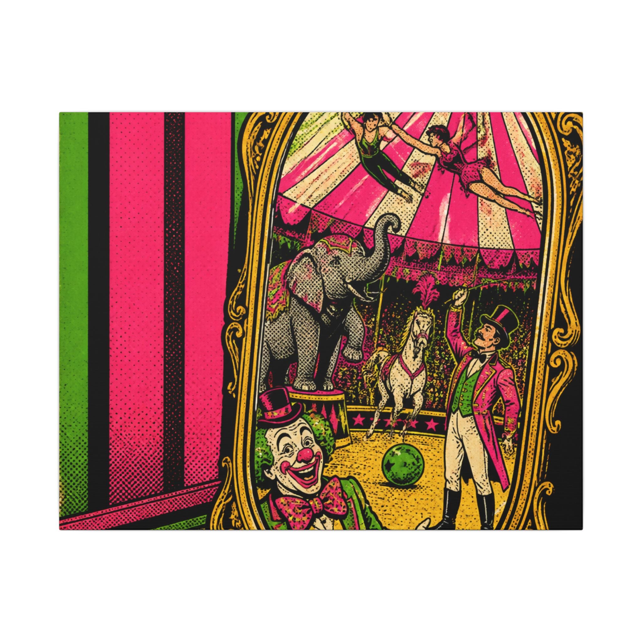 Vintage Mirror Circus Wall Art Canvas 24×36 Pop Art Restaurant Decor Maximalist Print
