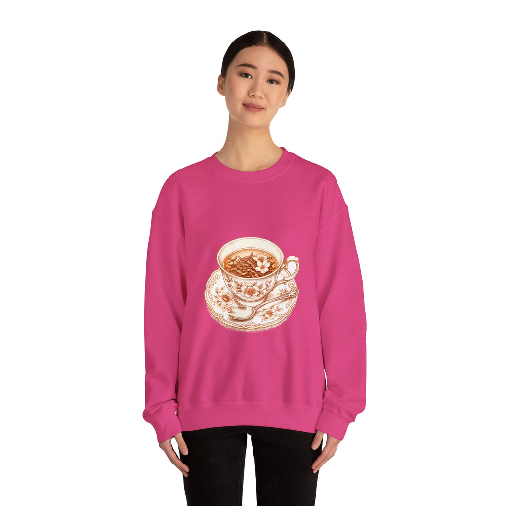 Matching Couple Sweatshirt - Coffee & Tea Matching Couple Crewneck Sweatshirt Hand-Drawn Art His Hers Best Friend Gift - Design B