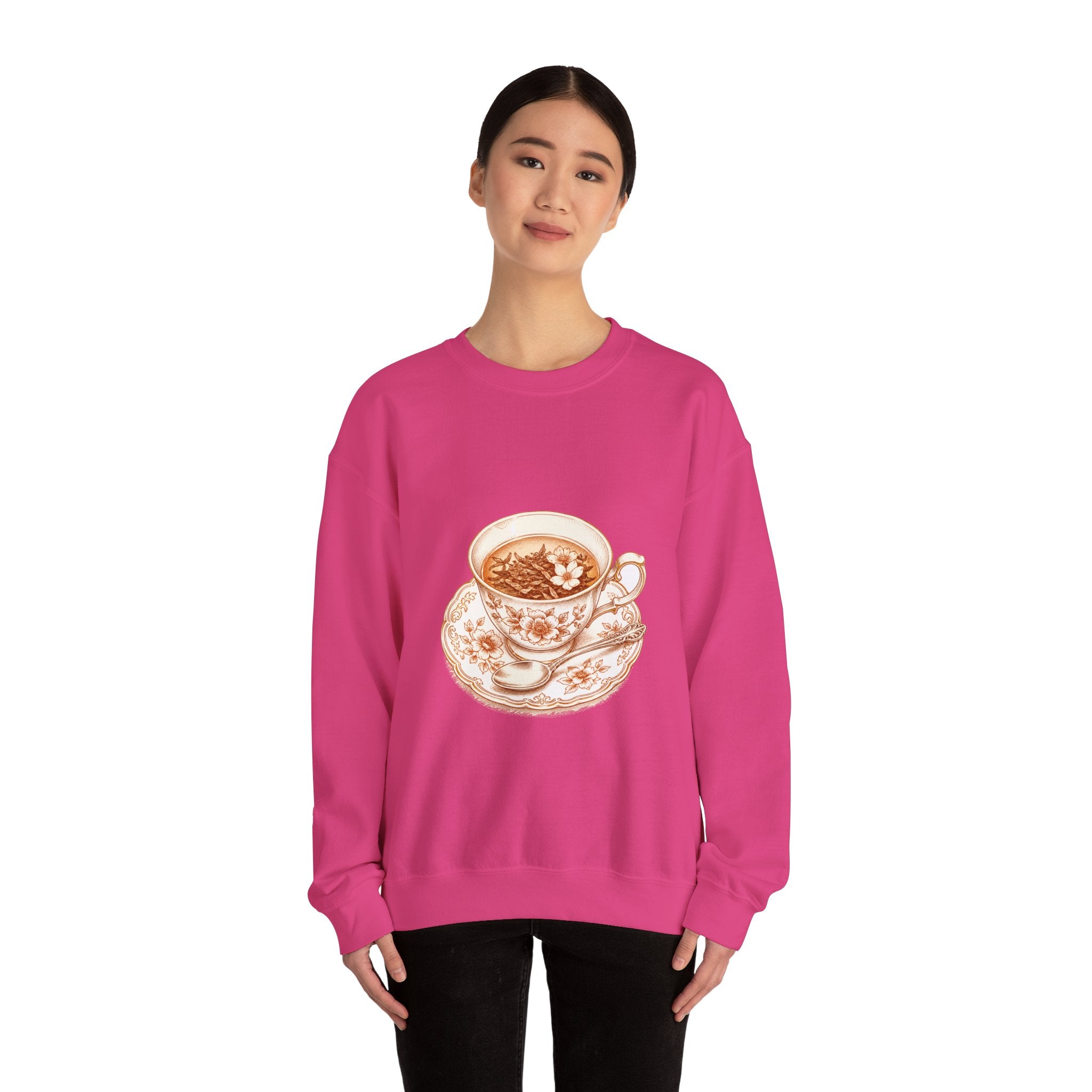 Matching Couple Sweatshirt - Coffee & Tea Matching Couple Crewneck Sweatshirt Hand-Drawn Art His Hers Best Friend Gift - Design B