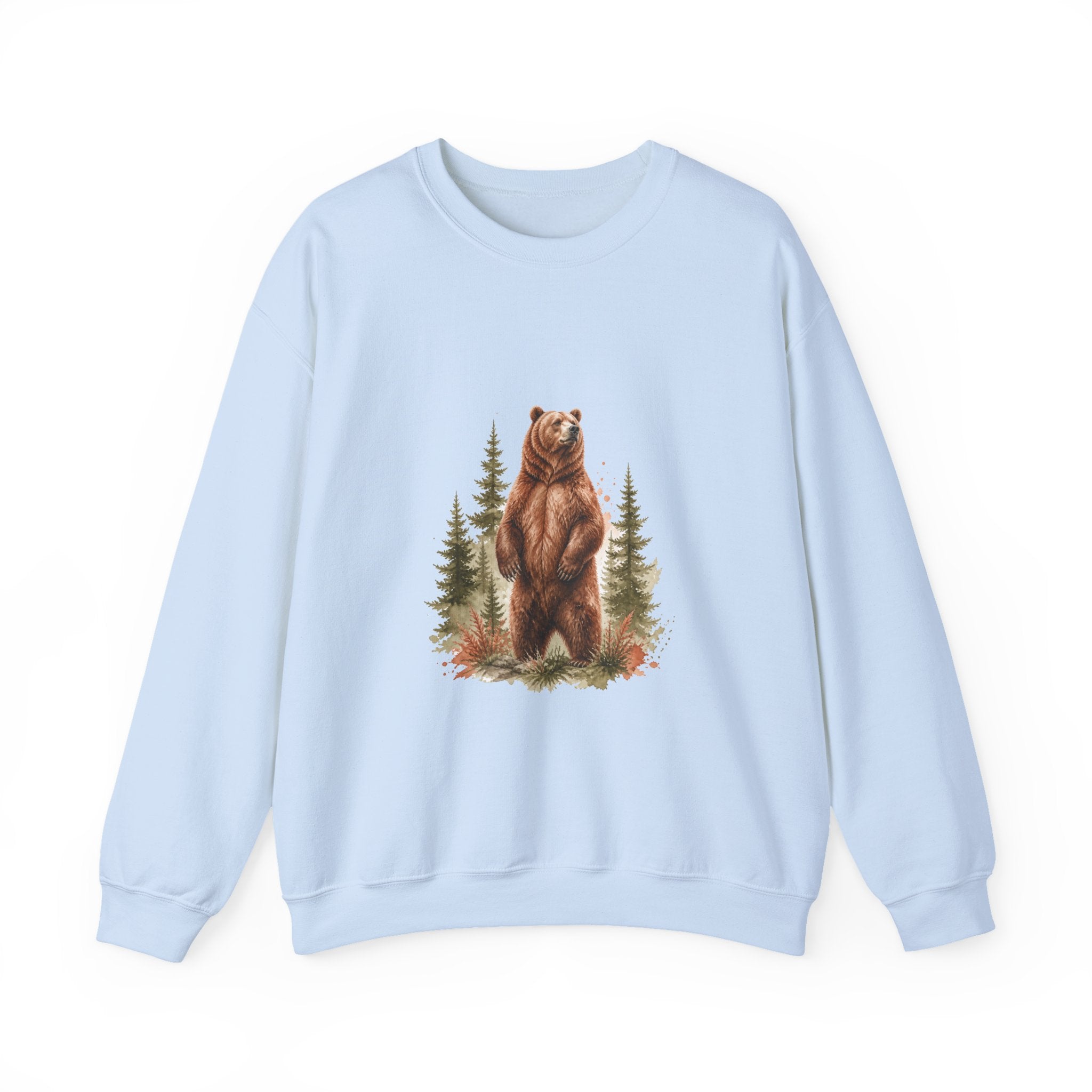Matching Couple Sweatshirt - Bear & Deer Matching Couple Crewneck Sweatshirt Watercolor Art His Hers Engagement Gift - Design A