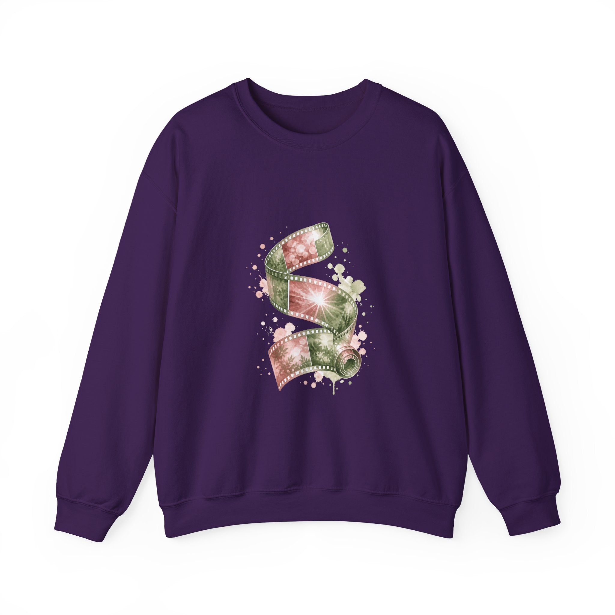 Matching Couple Sweatshirt - Camera & Film Matching Couple Crewneck Sweatshirt Watercolor Art His Hers Engagement Gift - Design B