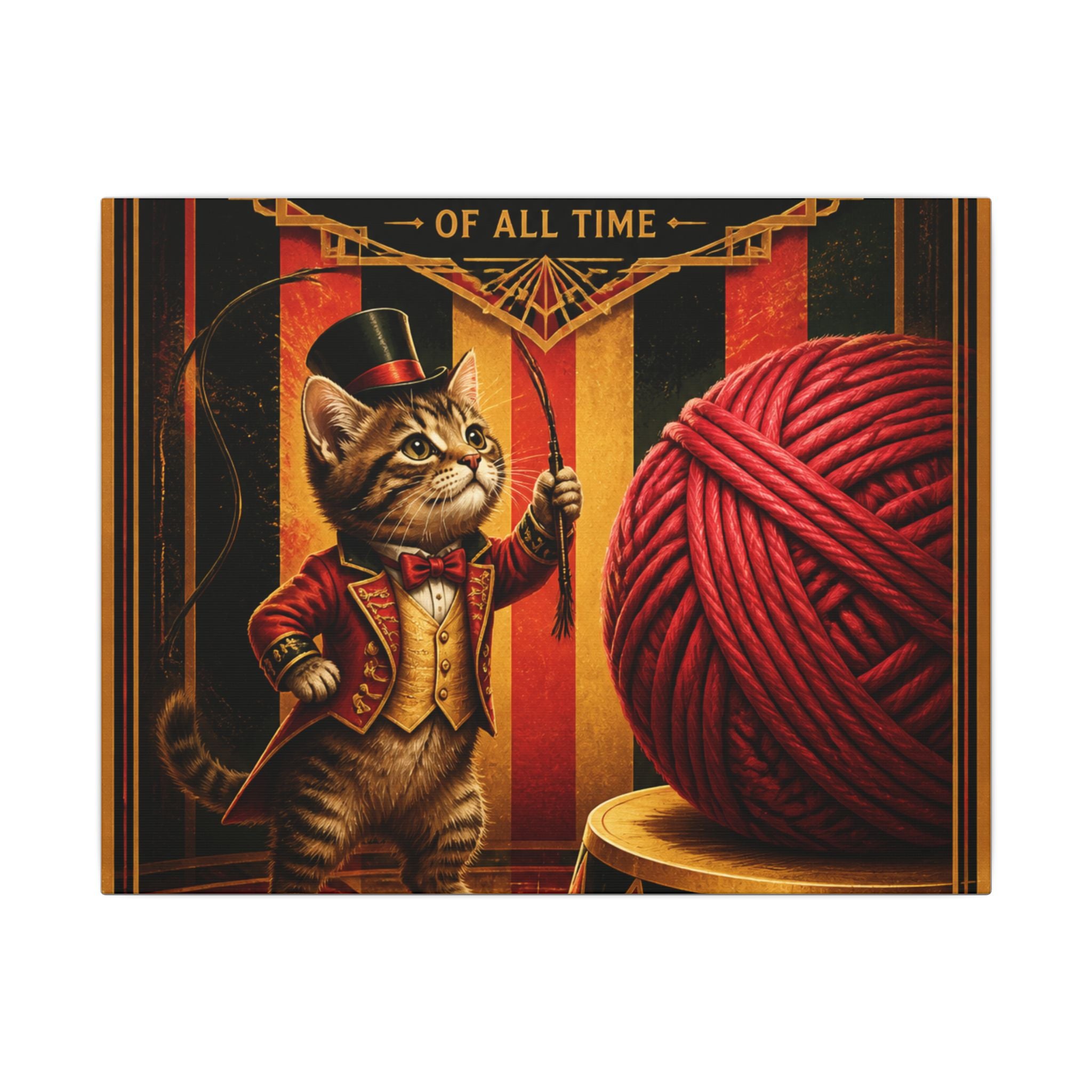 Cat Lion Tamer Wall Art Canvas 24×36 Art Deco Bar Area Decor Maximalist Print